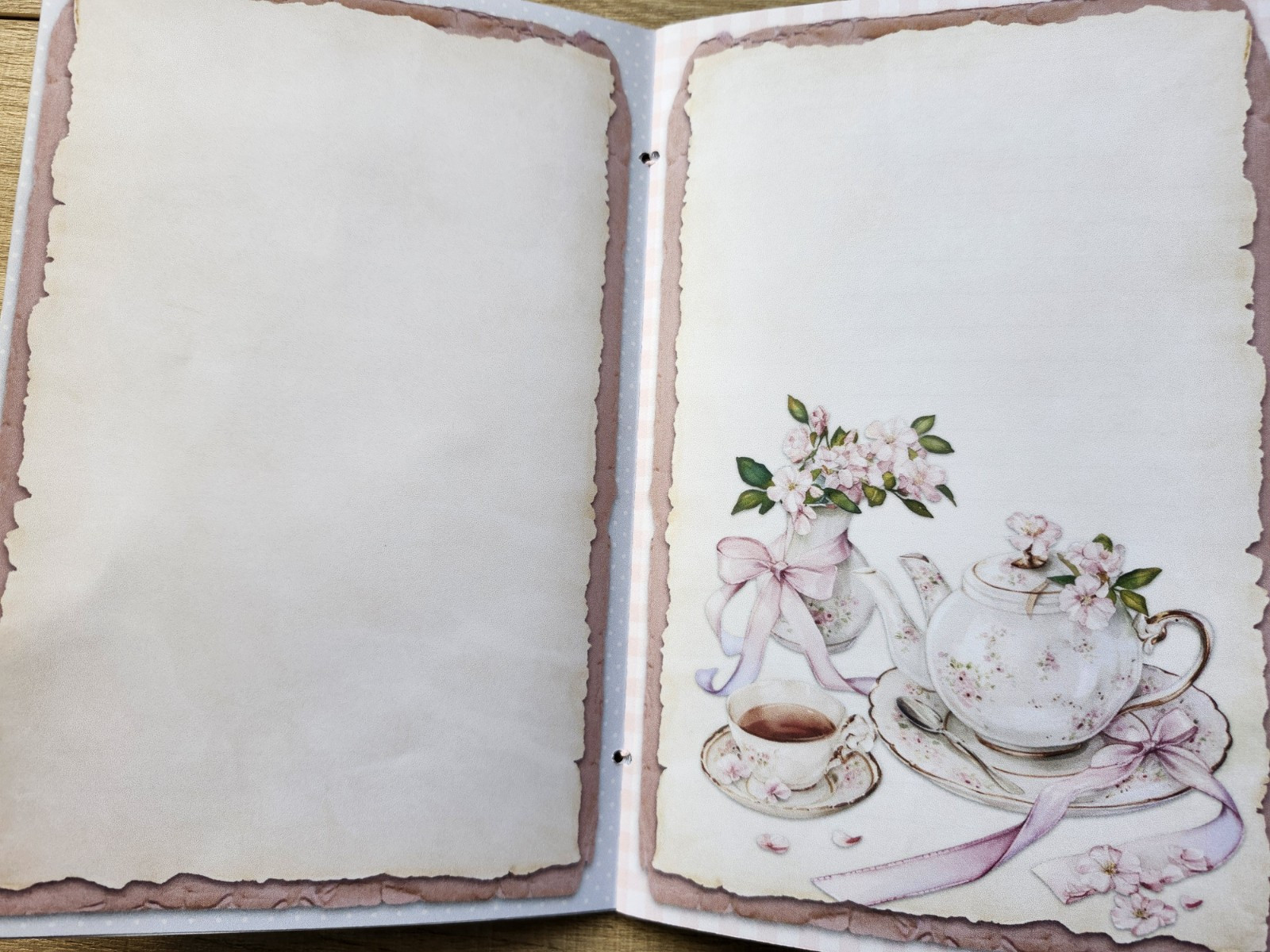 Junk Journal Blank Booklet “COQUETTE PRINCESS” Handnade Pink Bows Puppies LG