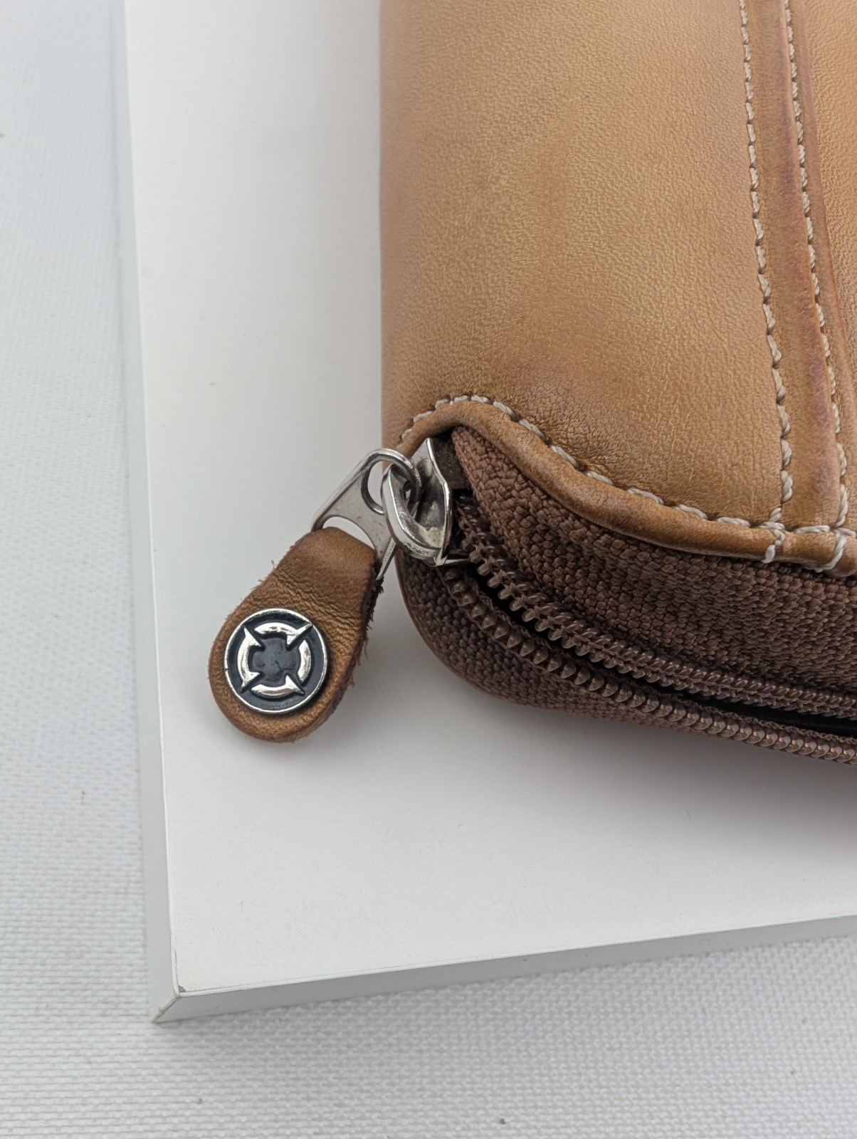 FranklinCovey Camel Brown 100% Leather Pocket 7-Ring Binder Planner Organizer