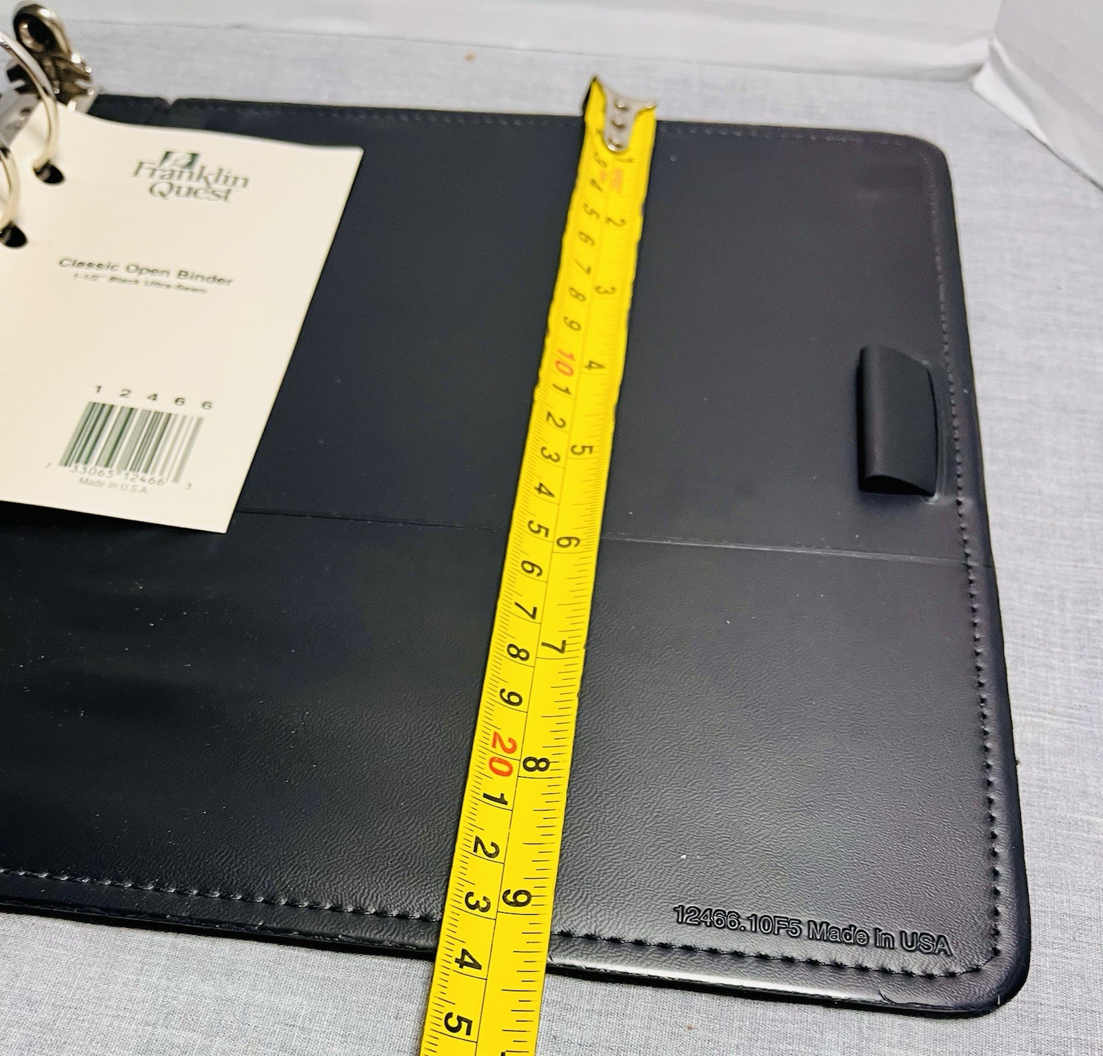 Franklin Covey Quest Classic Leather Open Binder Planner Black 7 Ring 1.5 x 11