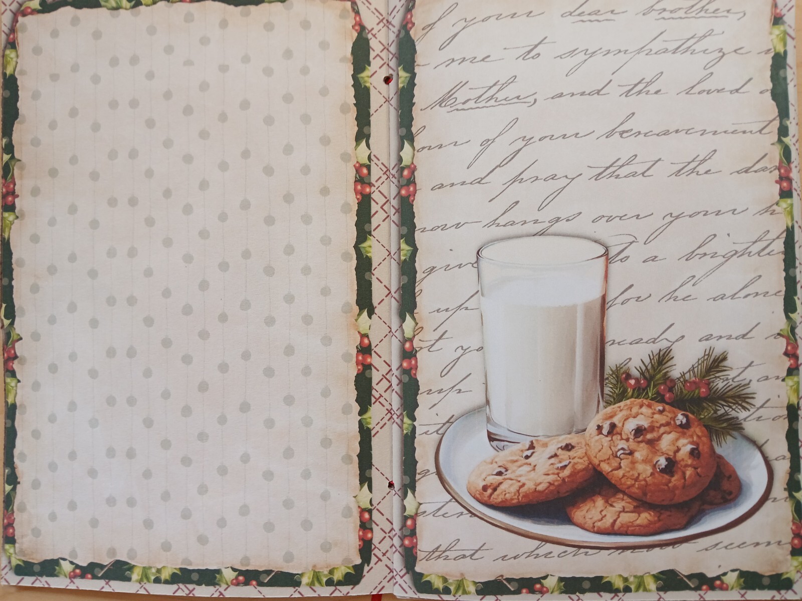 Junk Journal Blank Booklet “HOLLY JOLLY CHRISTMAS ” Lg 8.5″x5.5″ 40pgs