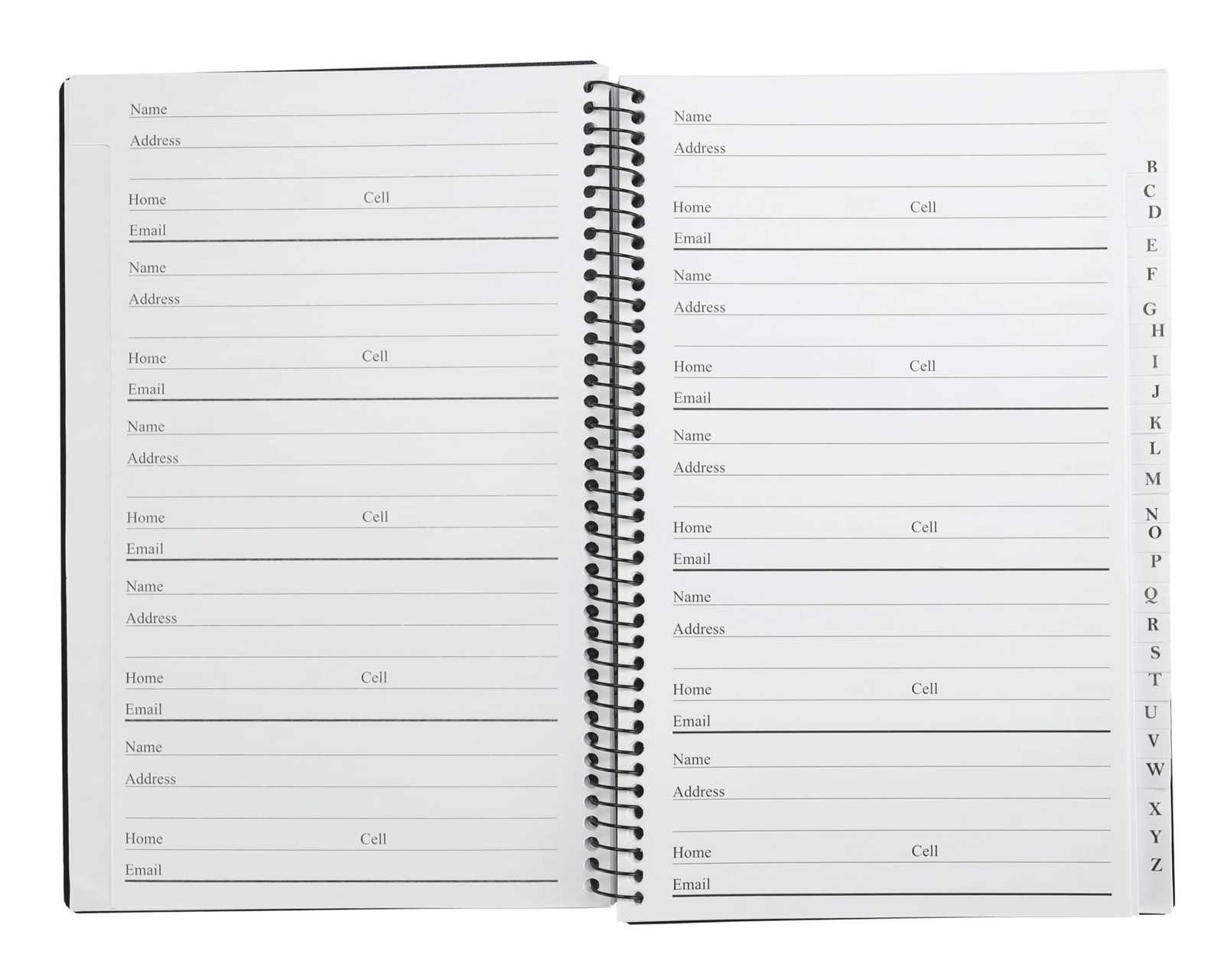 Spiral Bound Black Address Book for Contacts Phone Numbers and Notes 104 Pages