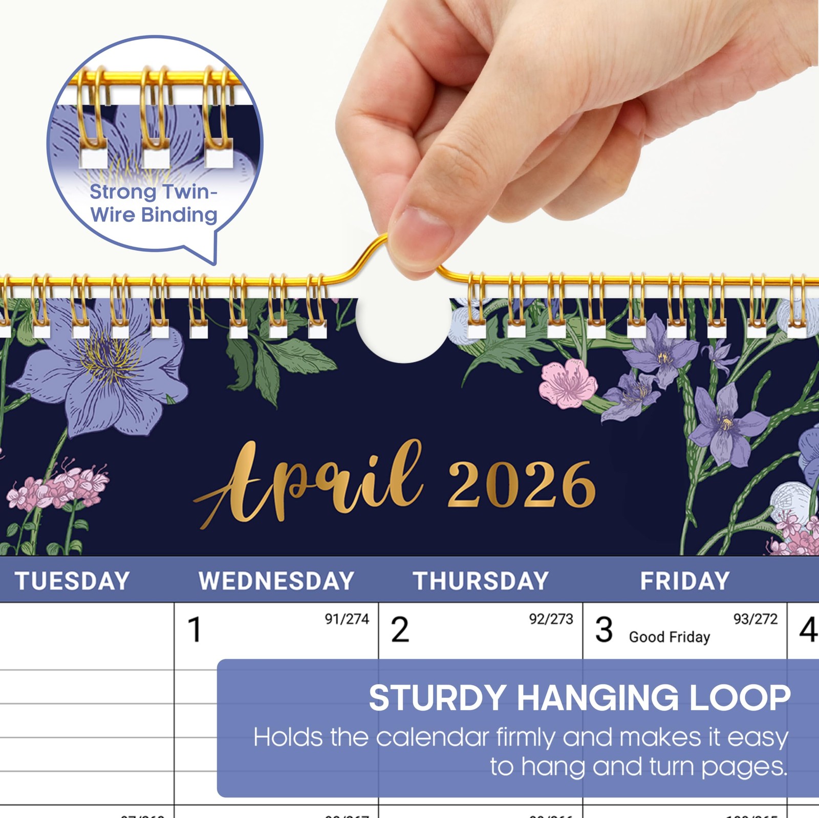 Calendar 2026-2027, 21-Month Wall New(Apr 2026–Dec 2027), a-Midnight Garden