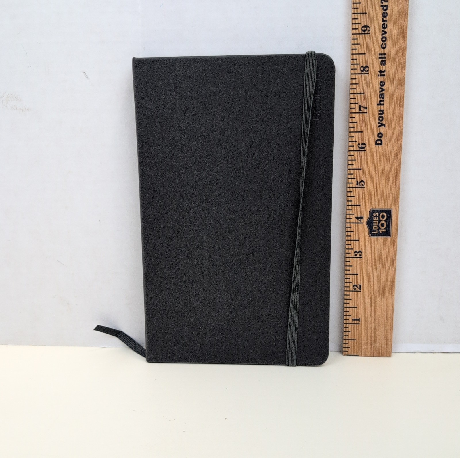Bookaroo Black Hardcover Lined Journal Notebook Elastic Closure Ribbon Open Box