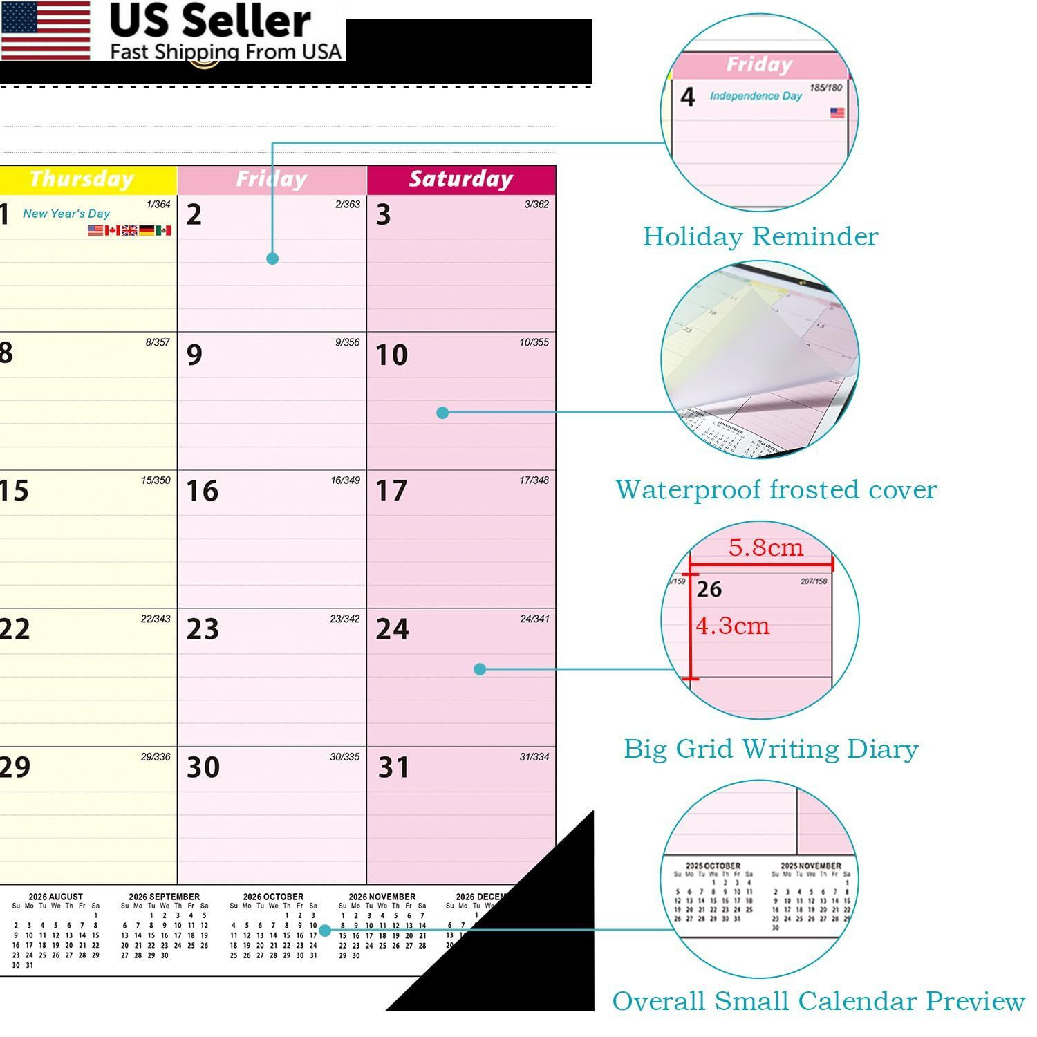 2026 Desk Calendar, AgePlace Wall 17″ X 12 “, OSF(January 2026 to June 2027)