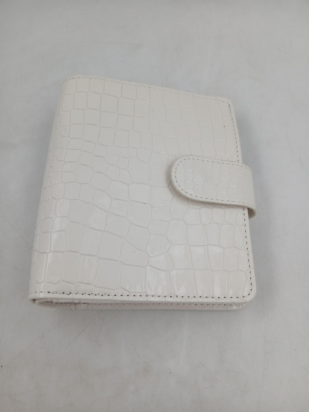 Budget Baes A6 Cash Envelope Binder Wallet White Croc Faux Leather 6 Ring PU