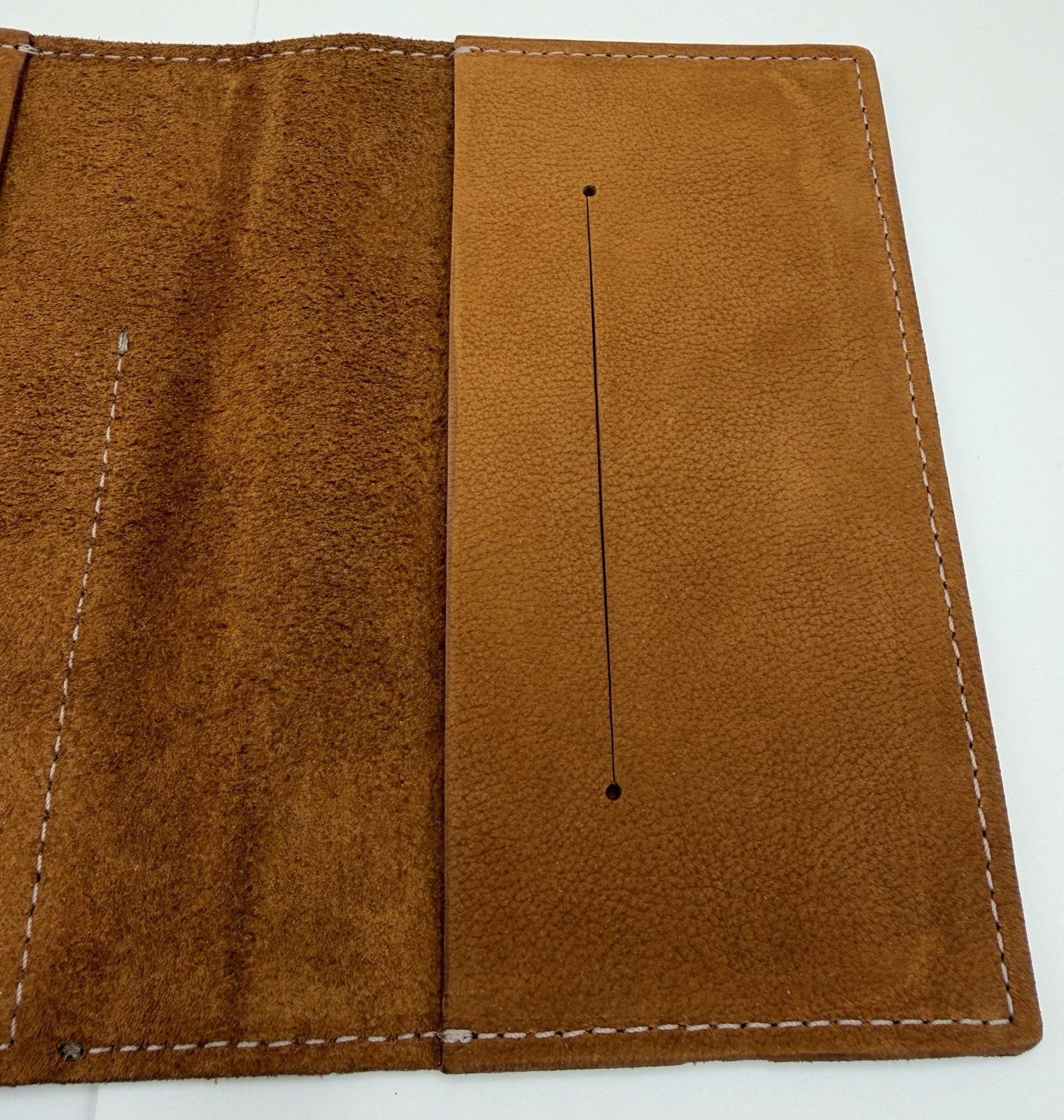 Sojourner Handmade Leather Field Notes Cover Pocket Notebook Brown Red Stitching