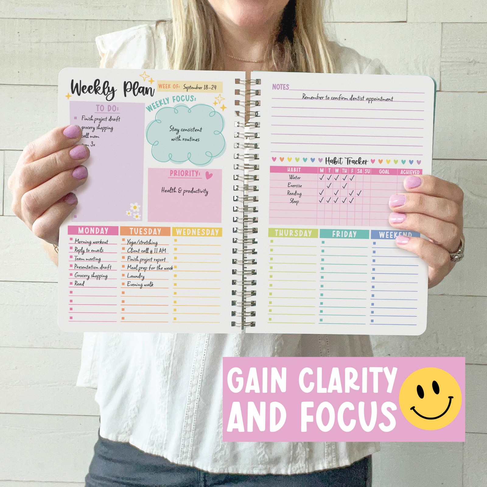 Undated Planner Weekly and Monthly – Spiral Undated Weekly Planner for & Adul…