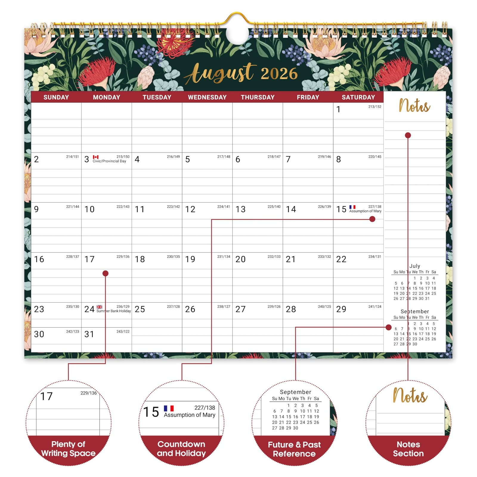 Calendar 2026-2027, 21-Month Wall New(Apr 2026–Dec 2027), a-Midnight Garden