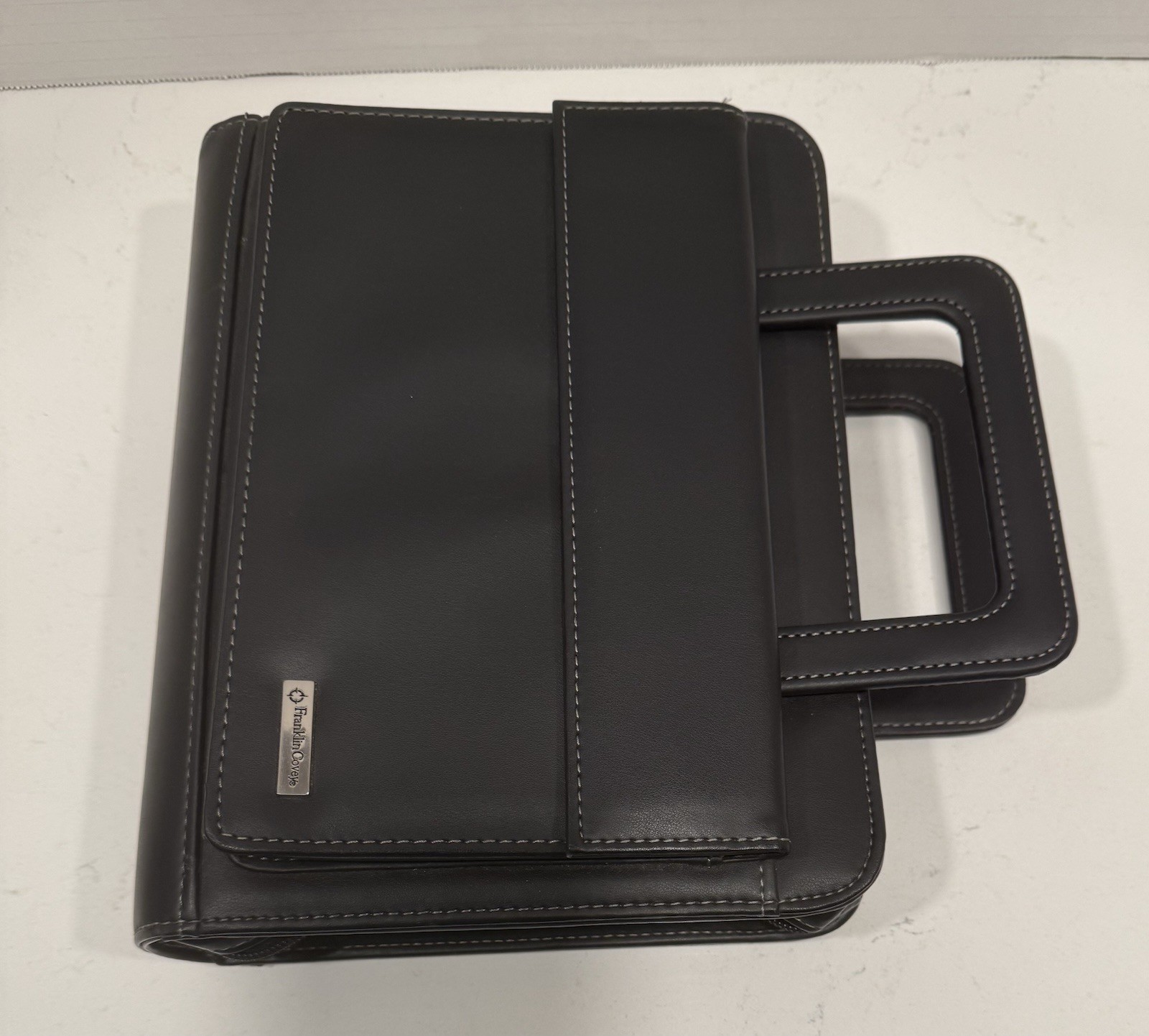 Franklin Covey Black 7 Ring Binder Planner Organizer Handles Zip Tote w/Handles