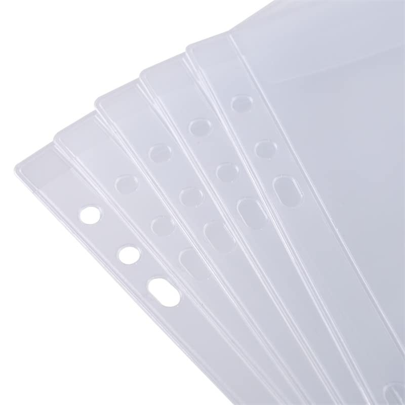 10 Pack A5 Size Plastic Binder Pockets,6 Holes Waterproof PVC Folders Loose L…