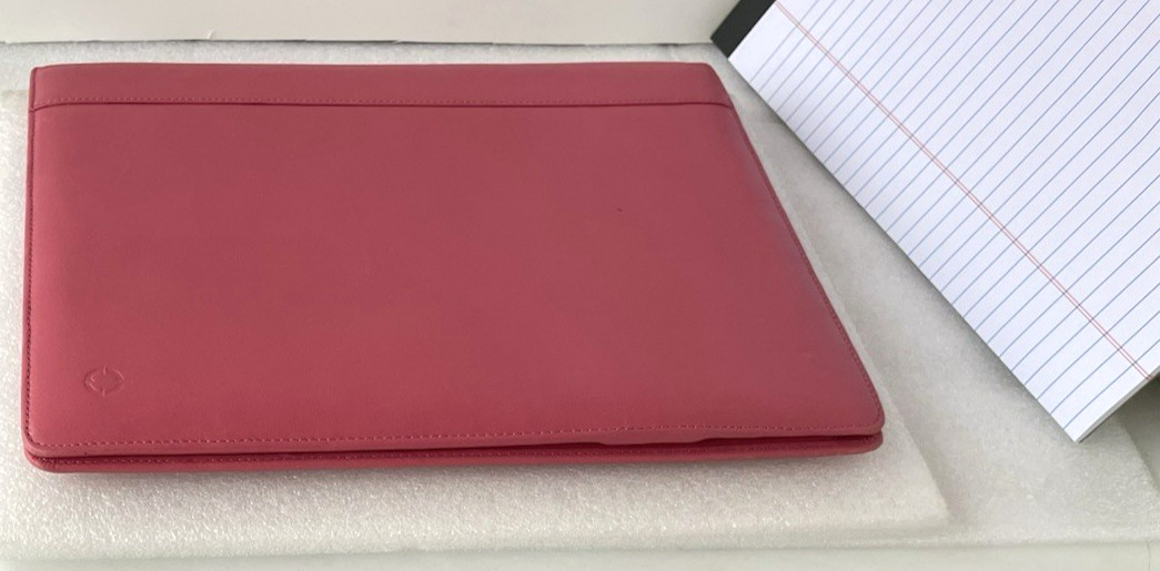 Franklin Covey ~ Note Pad Folio ~ Pink Leather Monarch Organizer Cover ~12″x9.5″