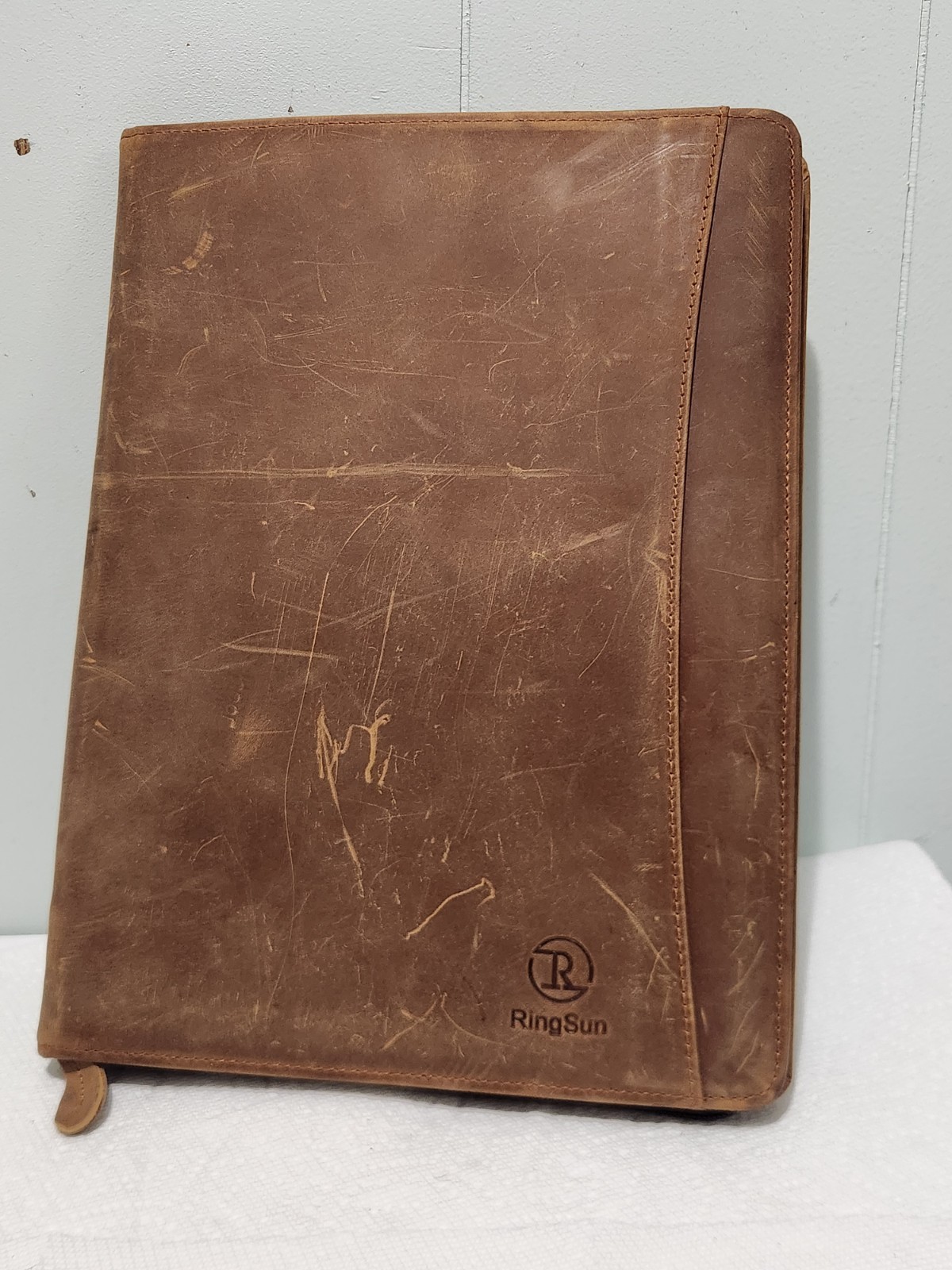Ringsun Leather Portfolio Organizer with Zipper Padfolio