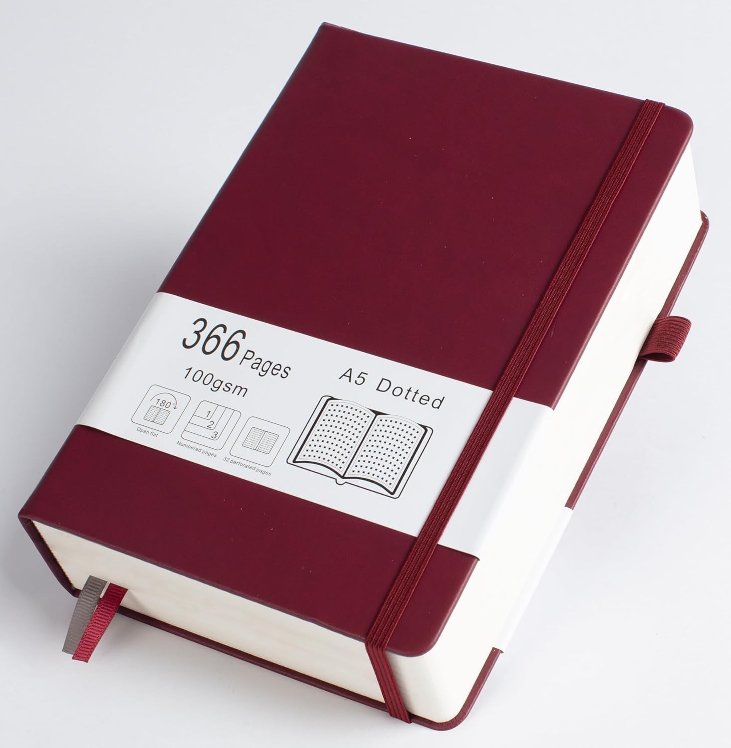 Thick Bullet Notebook with 366 Numbered Pages, A5 Dotted Journal for Bungandy