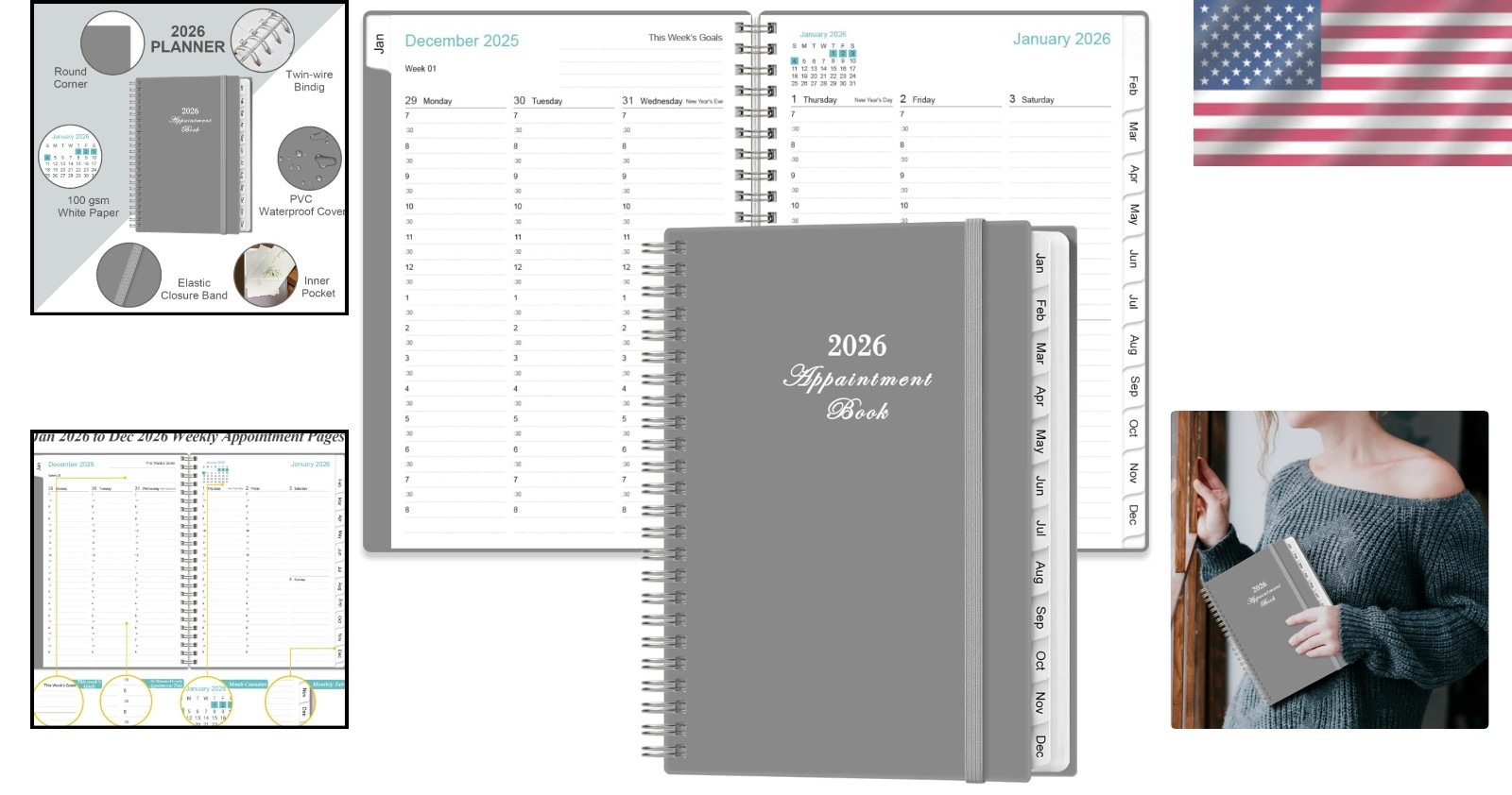 2026 Planner with Hourly Scheduling & Inner Pocket for Effortless Organization