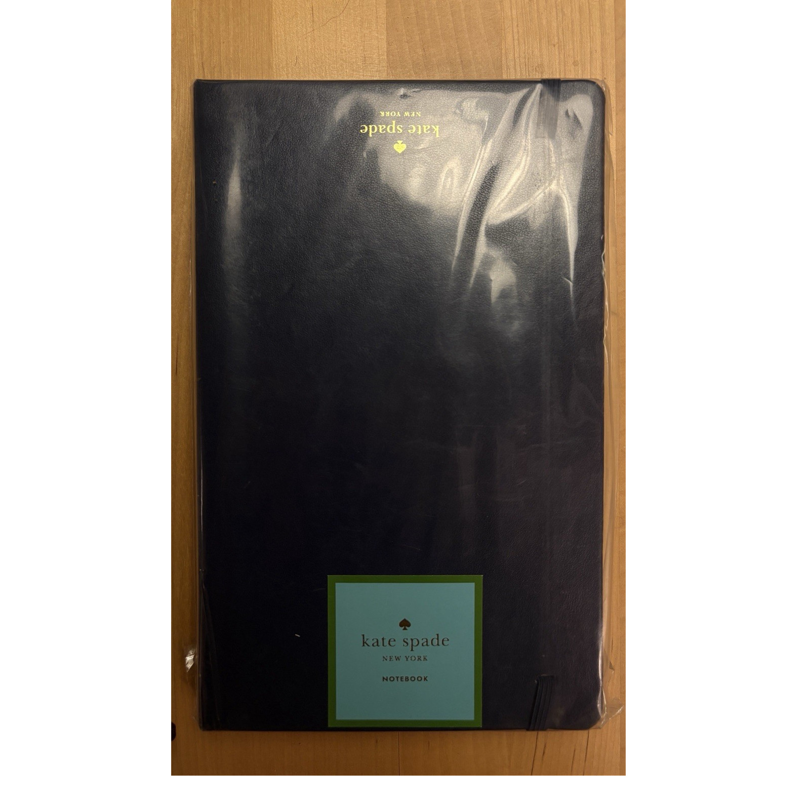 Kate Spade Large Leather Notebook Ribbon Bookmark Interior Pocket (Dark Blue)