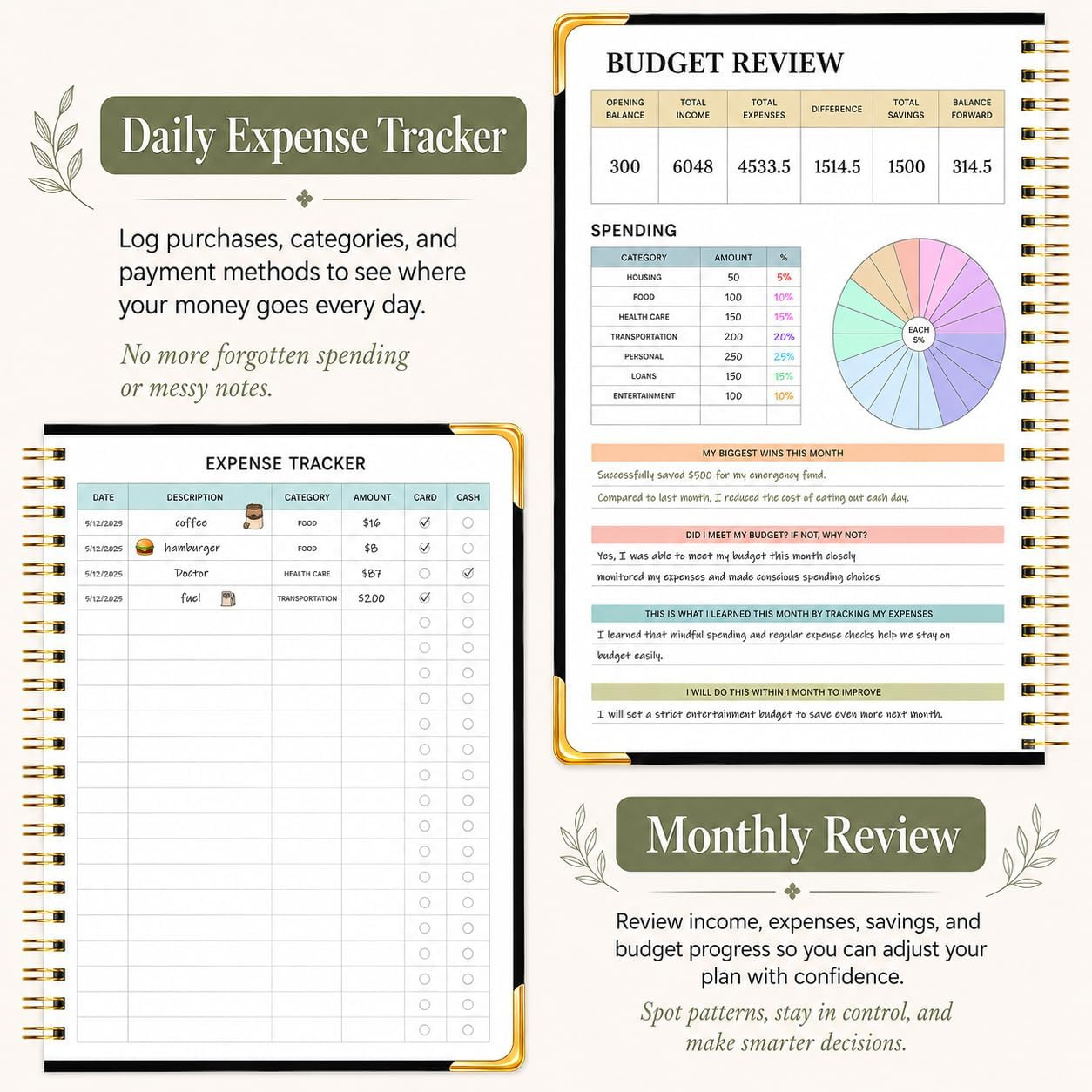 Budget Planner, B5 Undated 12-Month Financial Organizer with Bill Tracker | H…