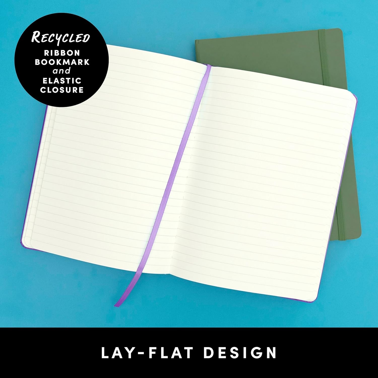 PAPERAGE Recycled Lined Journal Notebook, (Olive), 160 Pages, Medium 5.6 in x 8