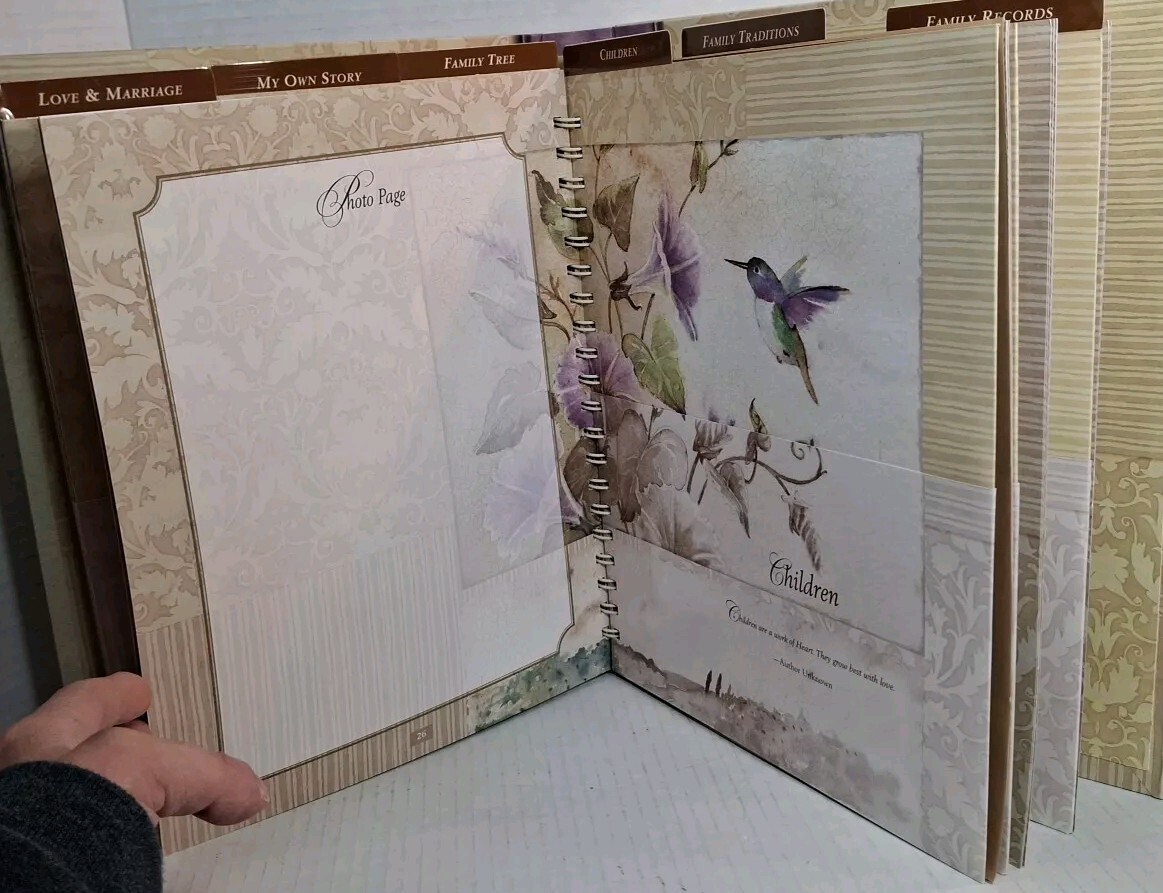 Mothers Memories Journal Keepsake Binder Pockets Acid Free Hummingbird Flowers