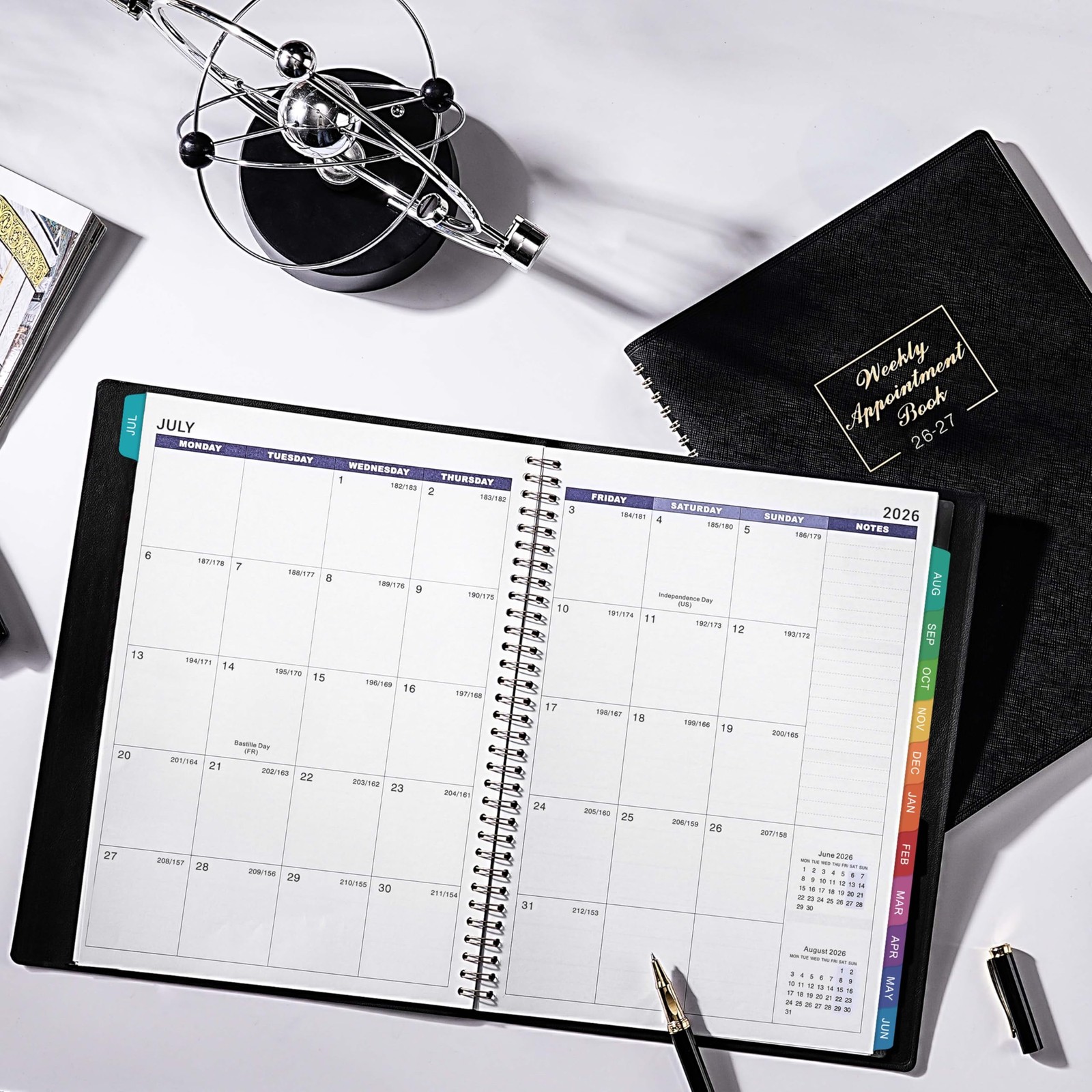 2026-2027 Weekly Appointment Book – Daily Hourly Planner 8.4″ x 10.6″, Black