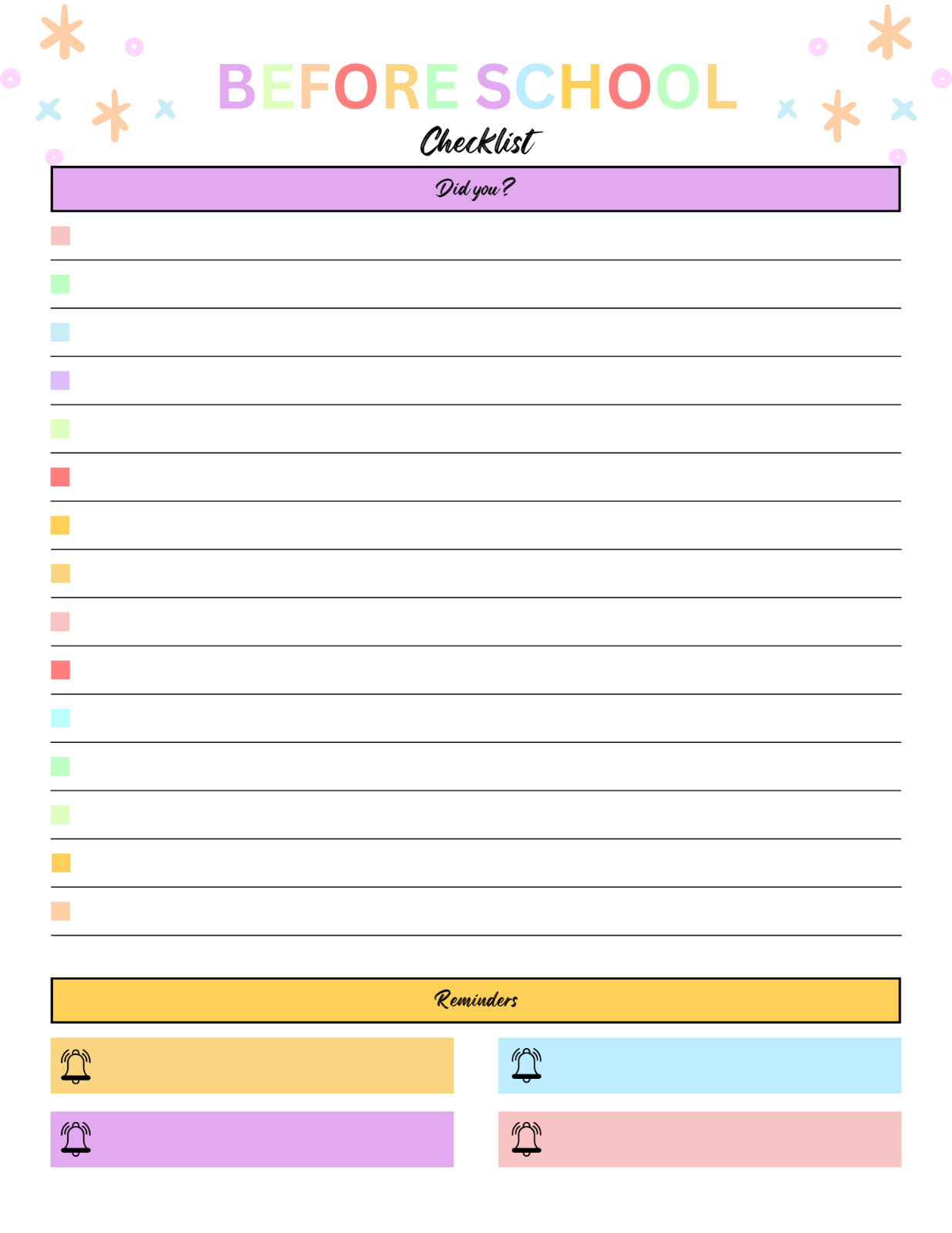 Digital | Before School, After School, After Bed Editable Kids Chores Bundle PDF