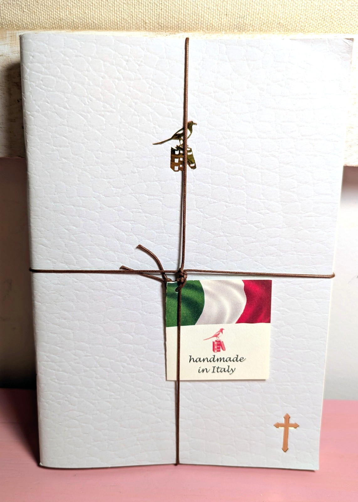 3 Bieffe Handmade Journal Notebook Made in Italy White Faux Leather Cross Logo