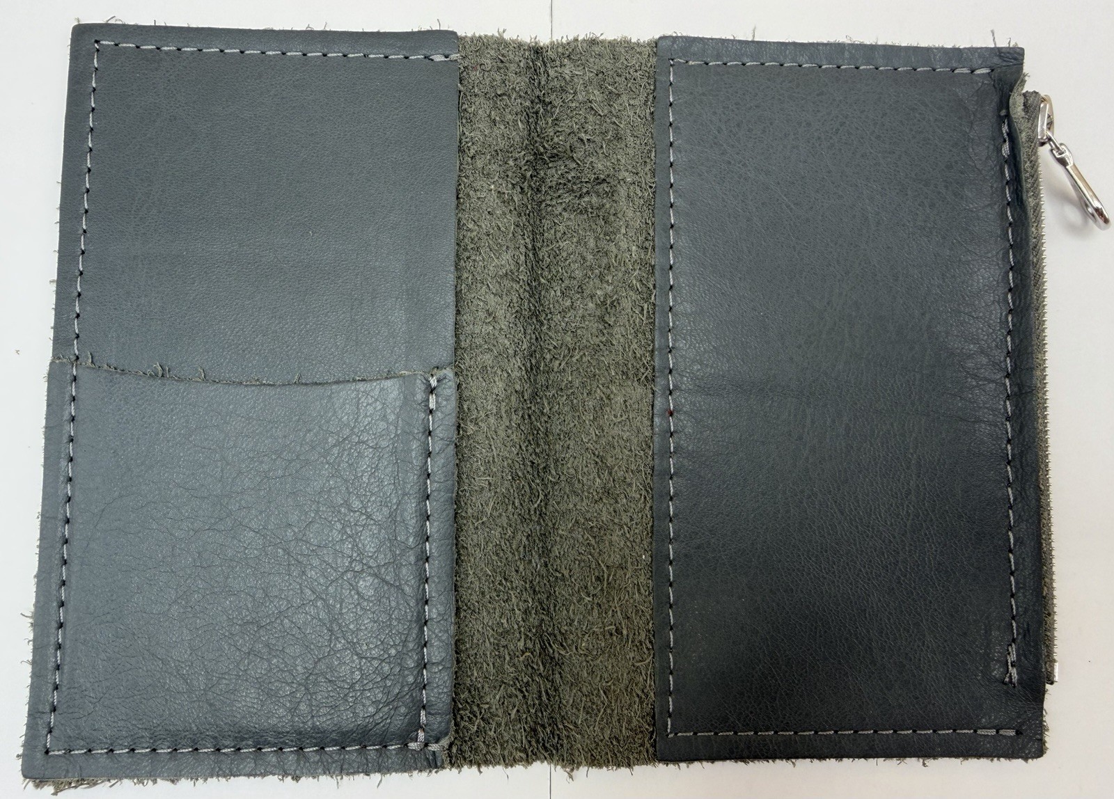 Foxy Fix Passport Leather Wallet TN Cover Gray Zip Pocket Traveler’s Notebook