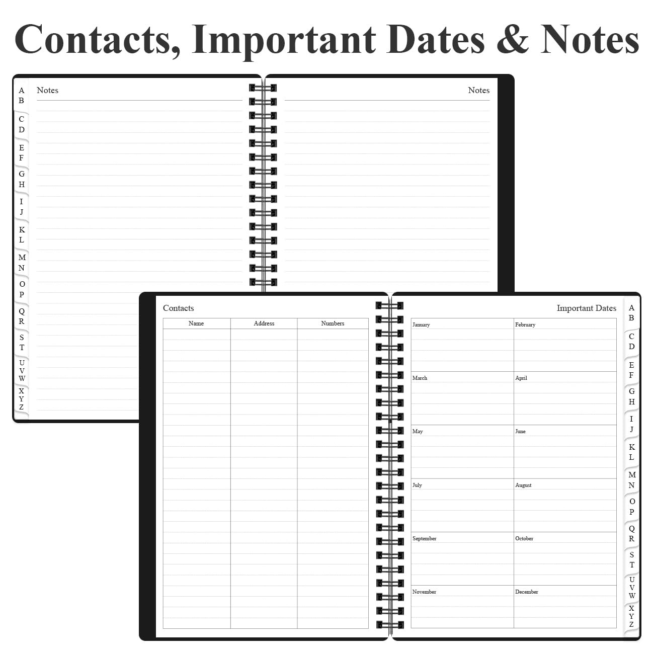 Password Book Alphabetical Tabs Large Login Keeper Journal Notebook 6.4 x 8.5 Bl