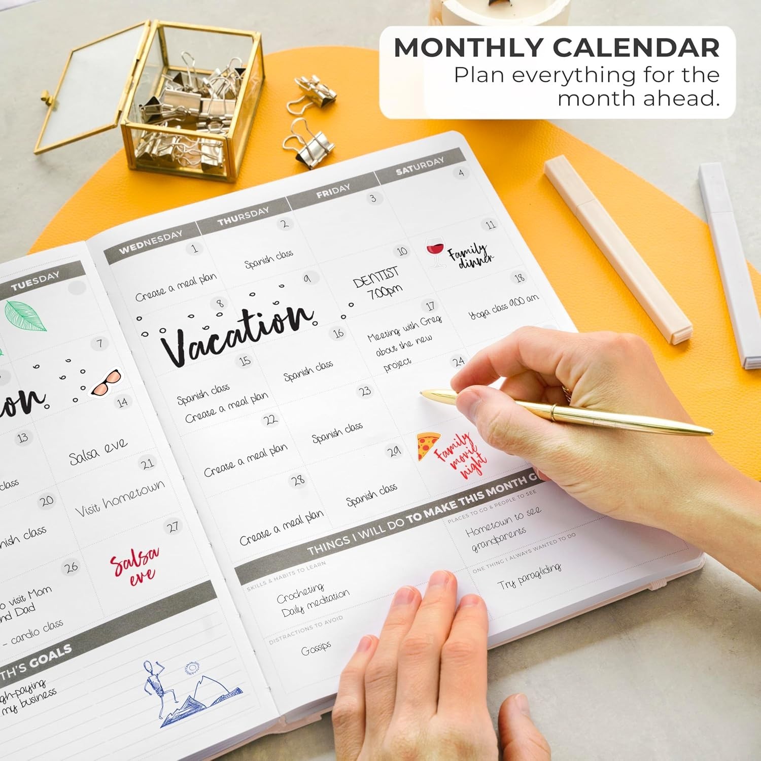 Undated Weekly & Monthly Planner – 8.5×11″ – Rose Gold