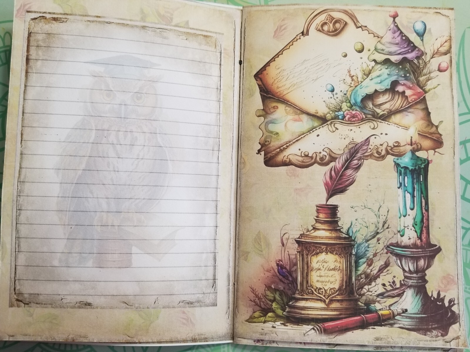 Junk Journal Booklet “WIZARD SCHOOL” Vintage HANDMADE Cards, Pockets, Ephemera,