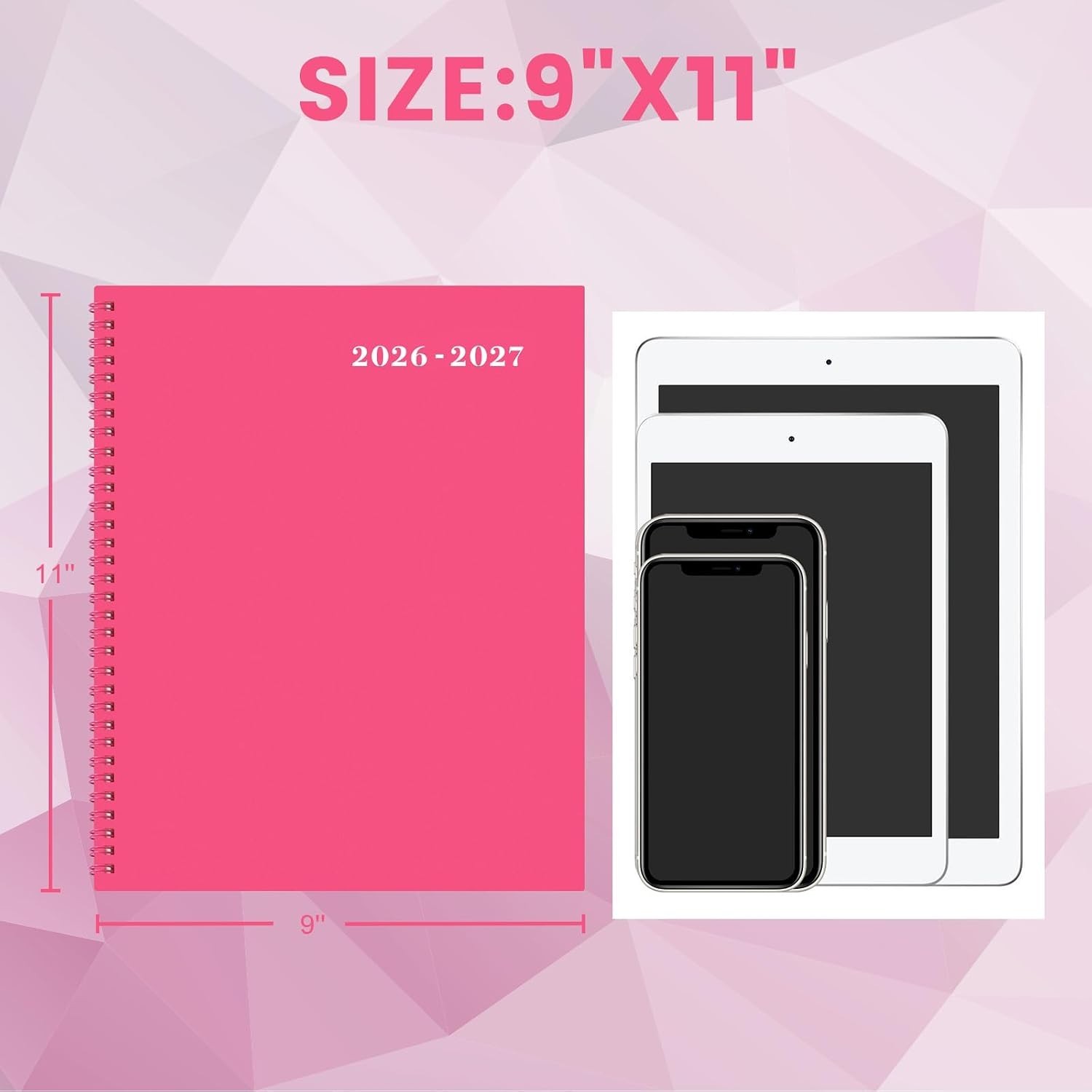 Chic 2026-2027 Monthly Organizer – Stylish Rose Red with Twin-Wire Binding