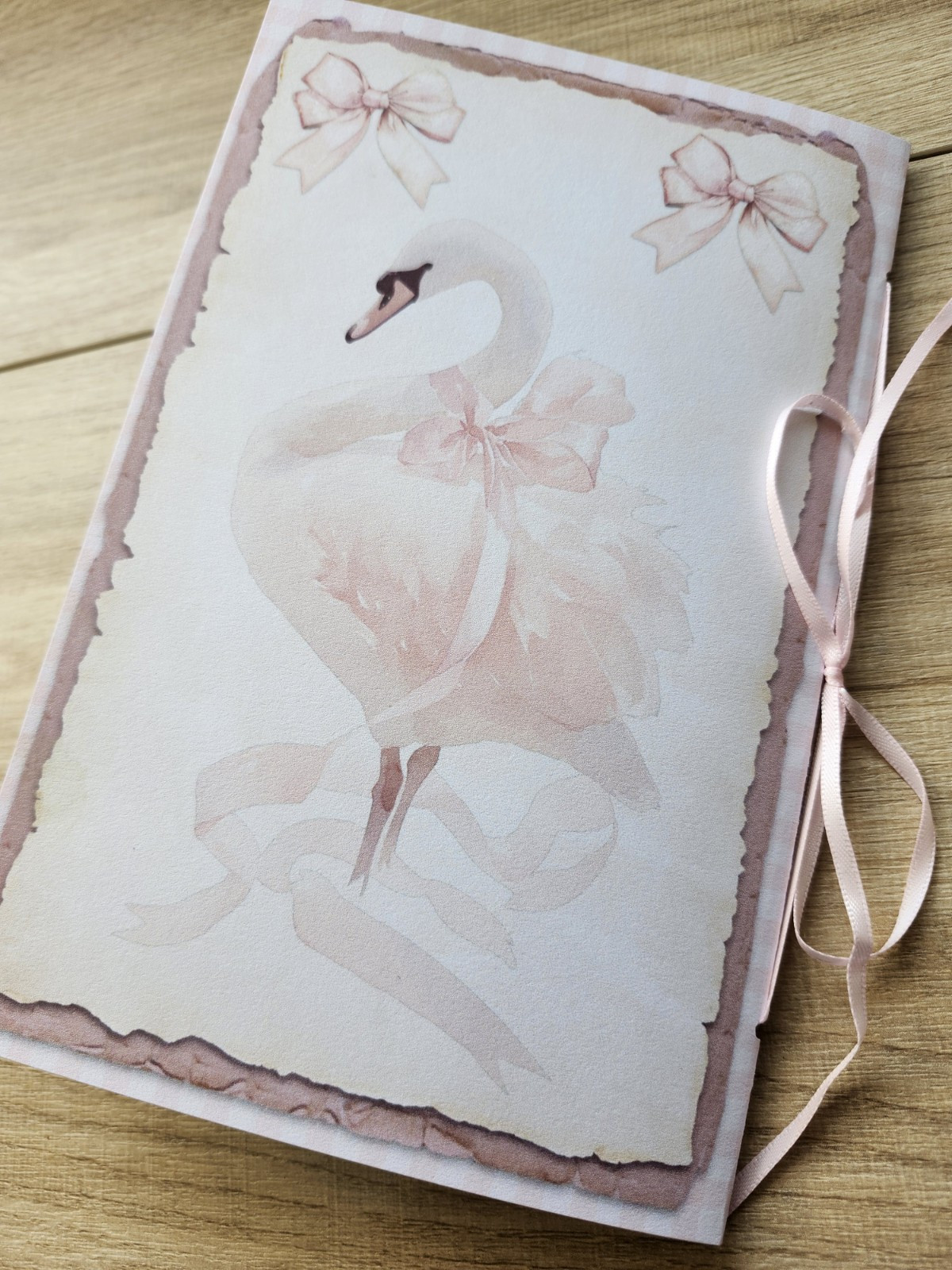 Junk Journal Blank Booklet “COQUETTE PRINCESS” Handnade Pink Bows Puppies LG