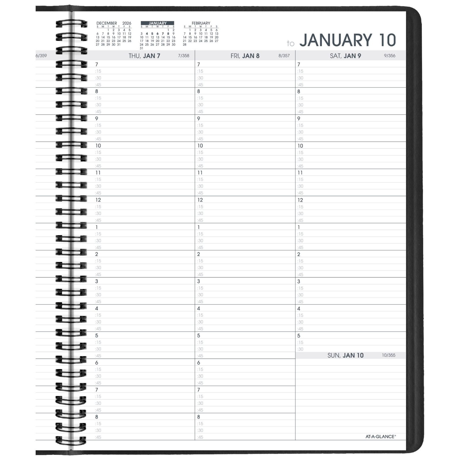 2026 At-A-Glance 70-950-05 Weekly Appointment Book, 8-1/4 x 11″, Black Cover