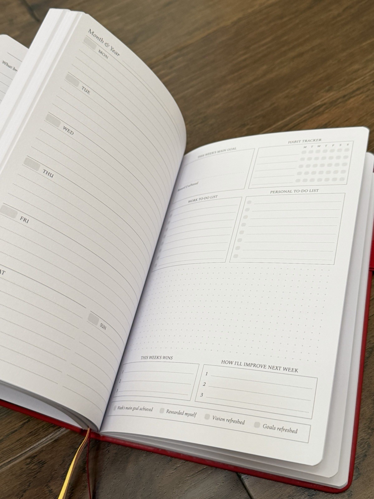 Rose Planner Undated Weekly Medium Planner, Red Floral Embossed Hardcover