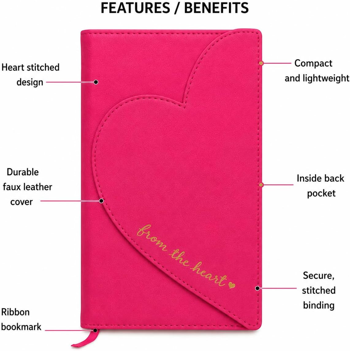 Eccolo Dayna Lee Love Journal & Notebook with Magnetic Heart Flap, 256 Acid-Free