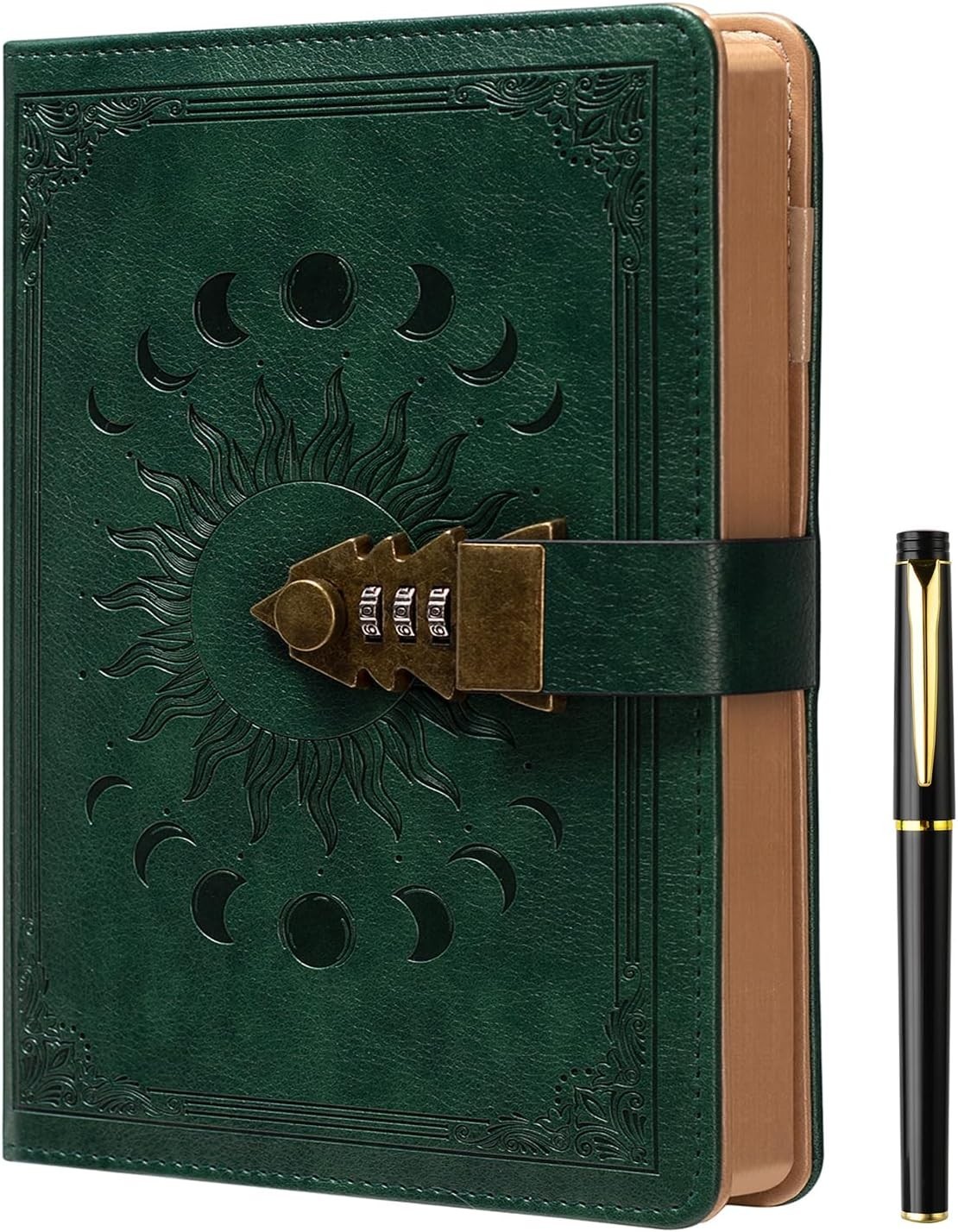 ZXHQ Lock Journal with Pen, A5 240 Pages Diary with Lock, Brown Edge, Refilla…