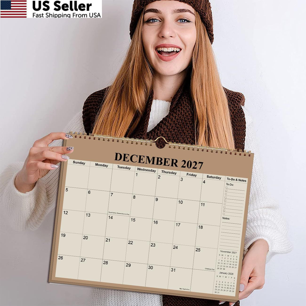 Calendar 2026-2027 – 18 Months Wall from July 2026 12″ x 14.5″, Cyan