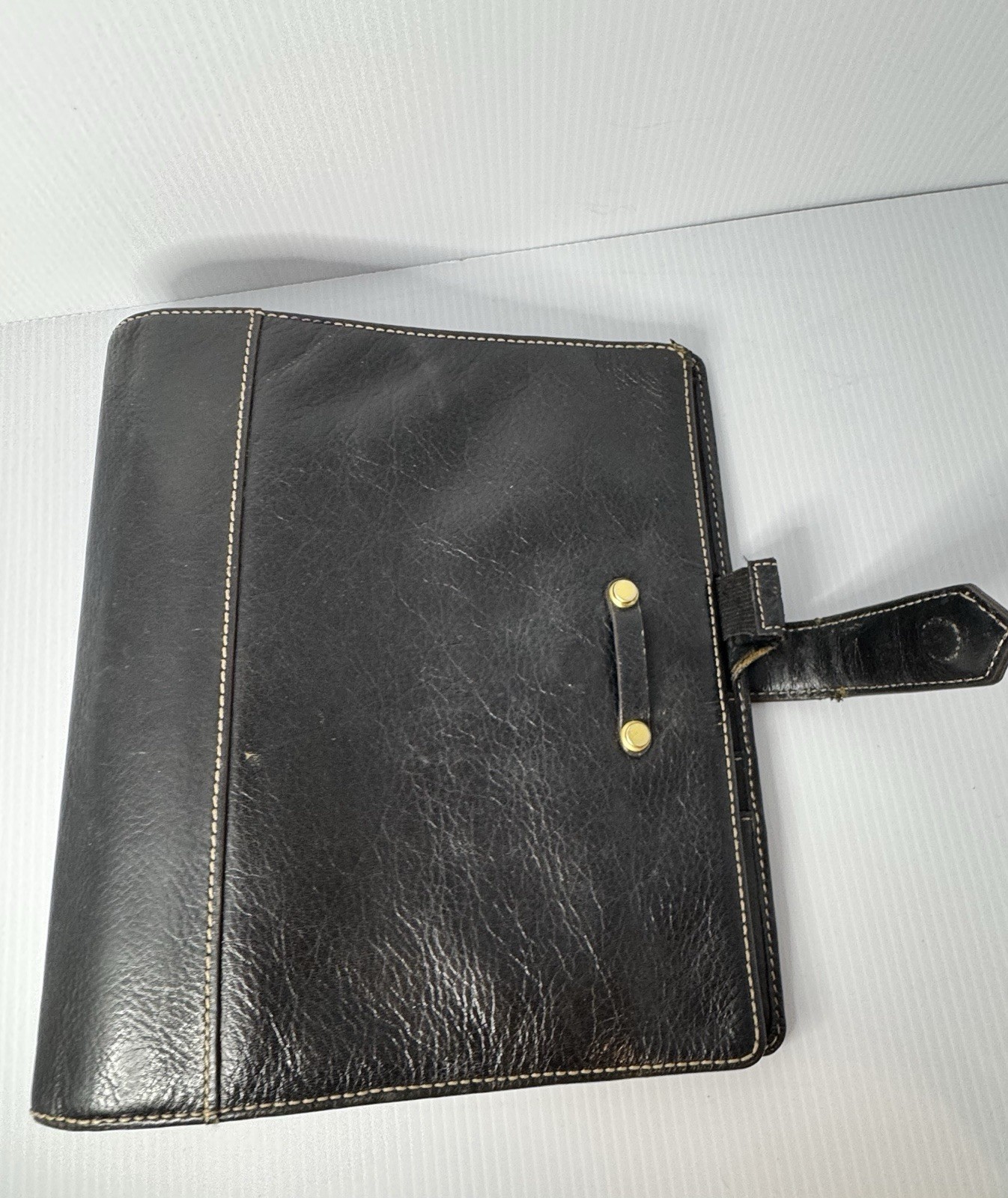 Franklin Covey Leather Planner Classic Original Vintage Aurora Collages Black