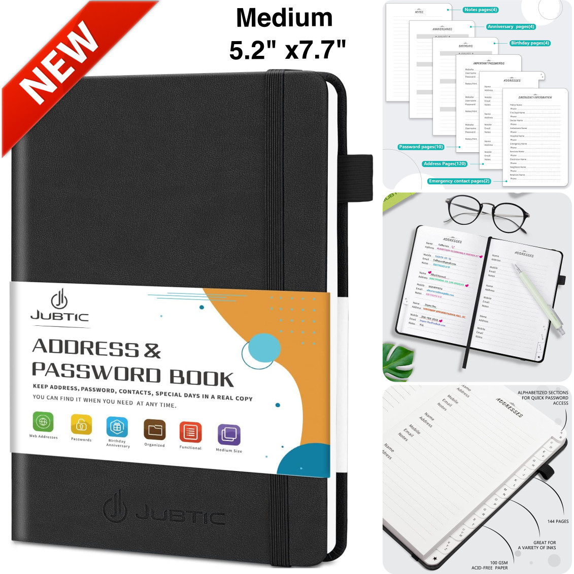 Address Book With Alphabetical Tabs Hardcover Password Keeper Telephone Book New