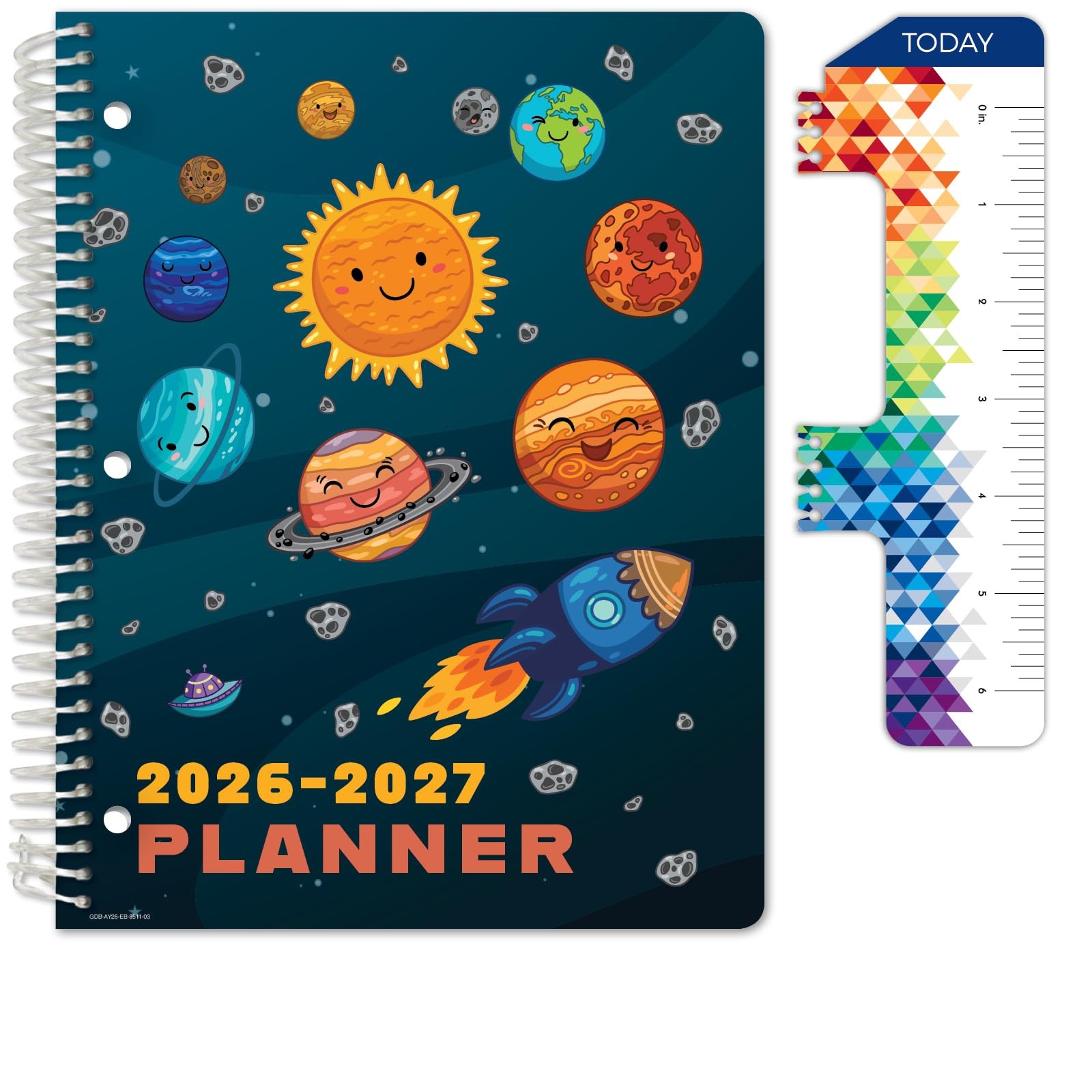 Global Datebooks 2026-2027 8.5 inches x 11 inches, Space Happy Planets