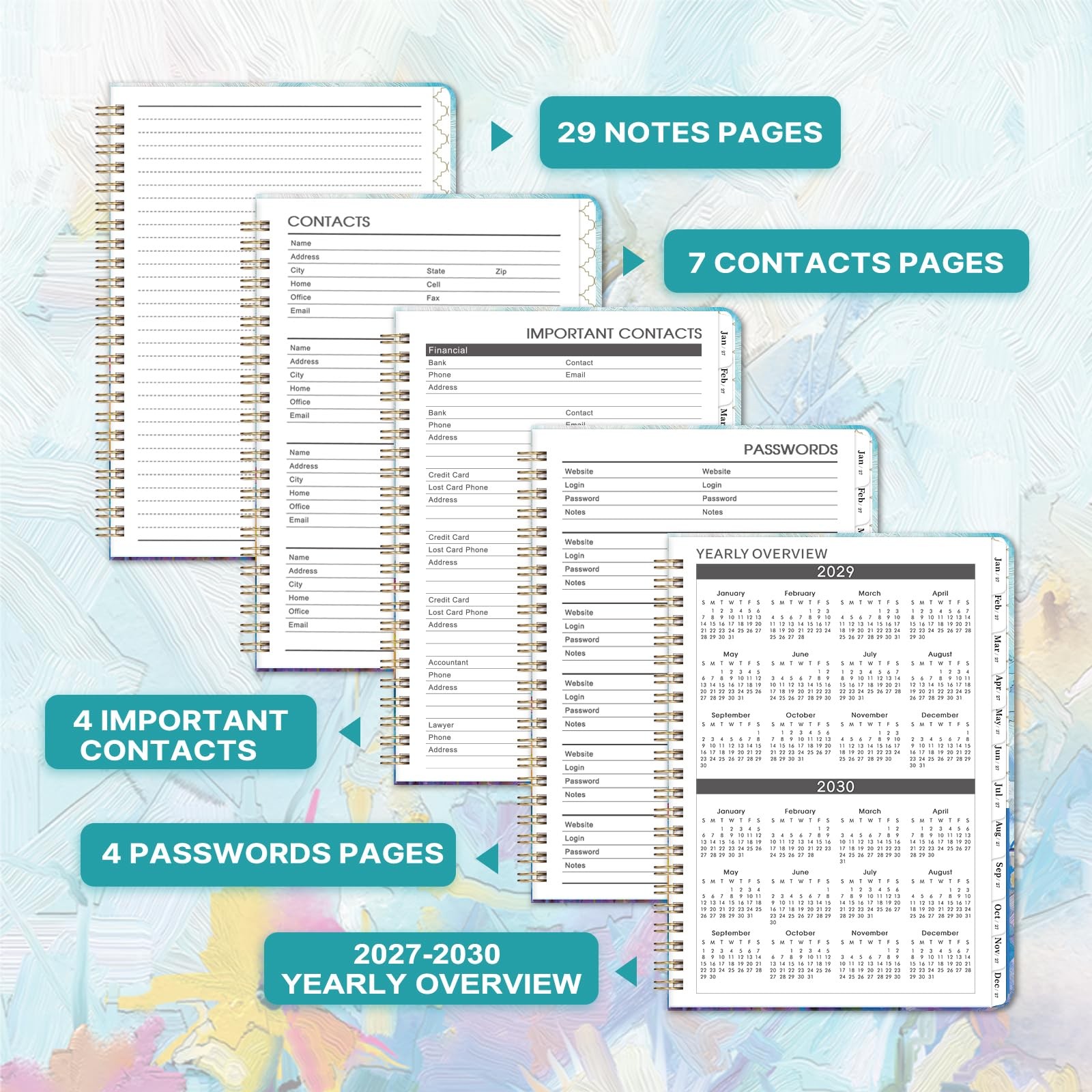 2027-2029 Monthly Planner/Calendar – 3 Year 6.3″ x 8.4″, oil painting