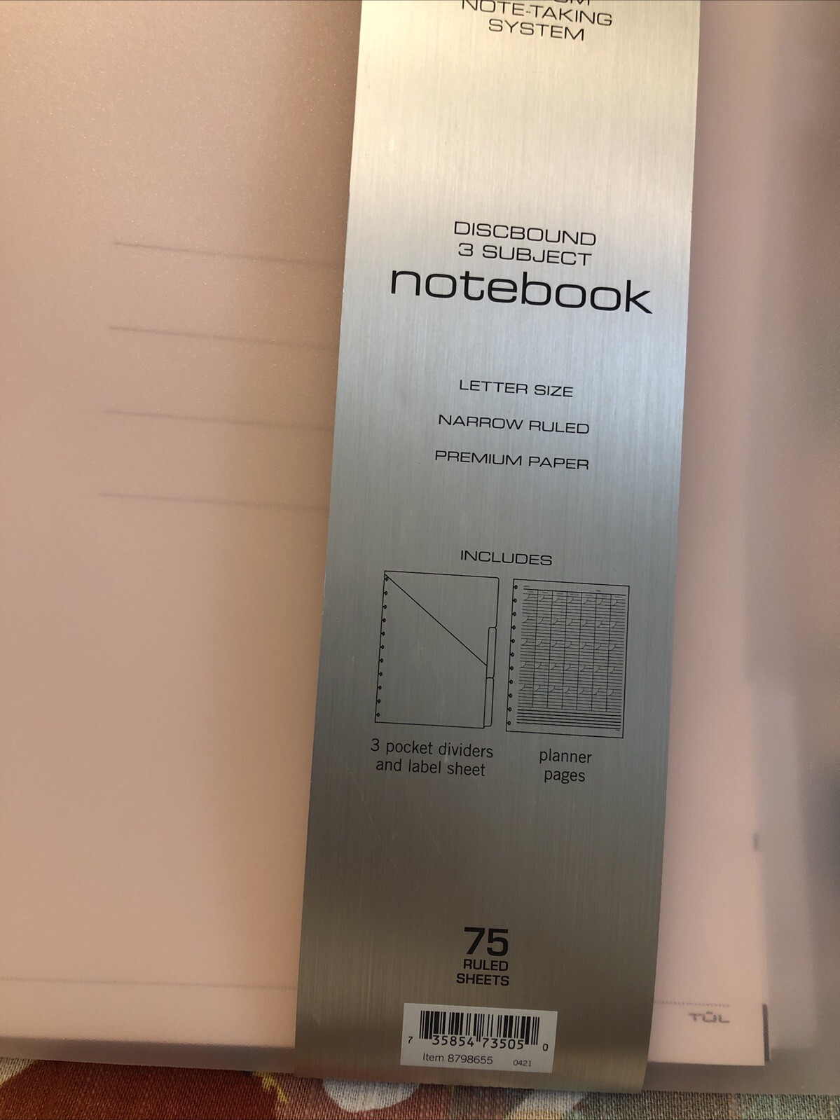 Tul Discbound Notebook Planner Letter Size Large Cover Pale Pink Plastic Cover
