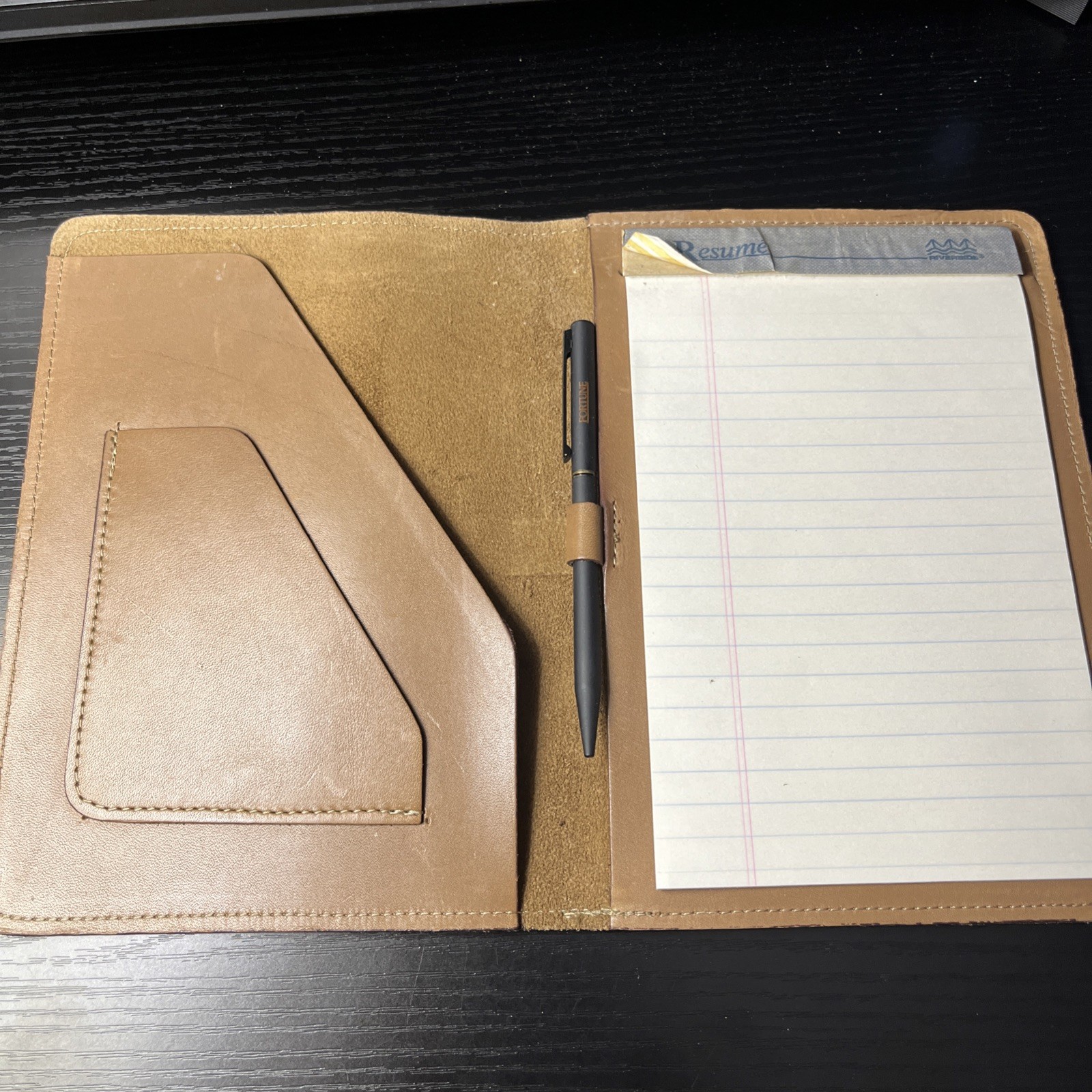 Vintage 6” By 9” Leather Fortune Journal With Original Pen