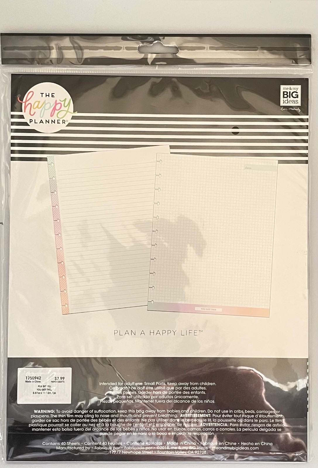The Happy Planner 8.5×11 Paper 40 Sheets Lined “You’ve Got This” Series