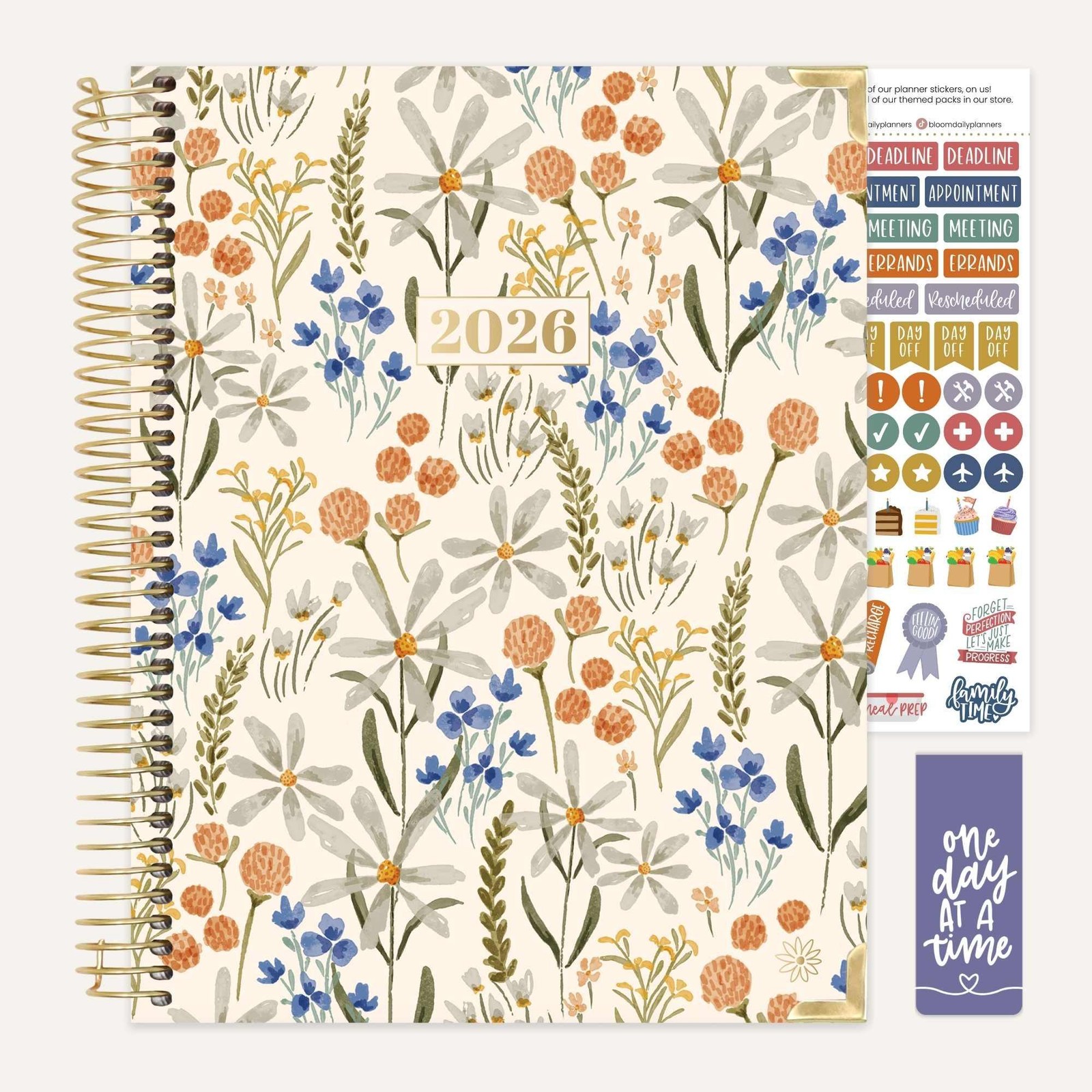 bloom daily planners 2026 Hard Cover Planner, 8.5″ x 11″, Whimsical Wildflowers