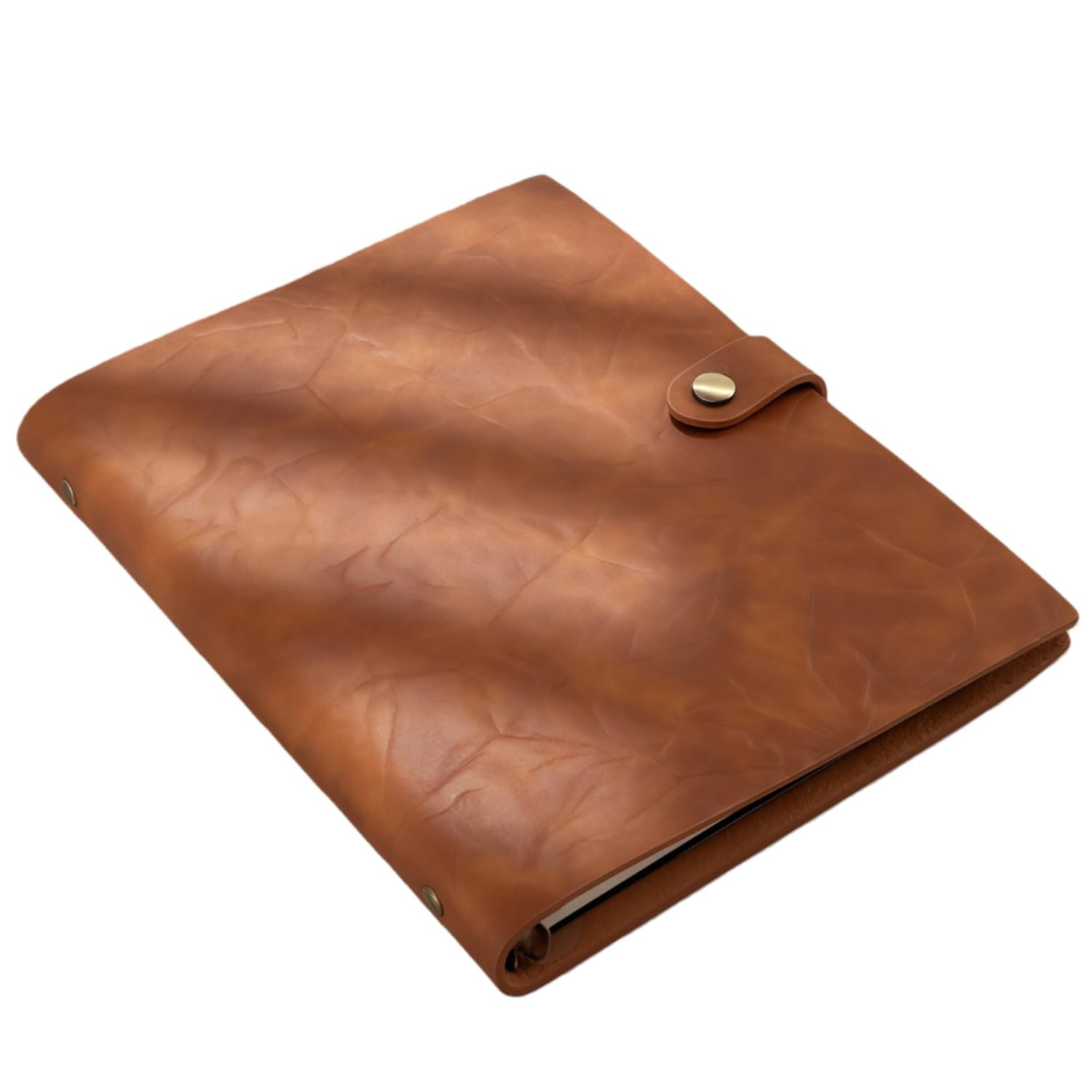 Refillable A5 Leather Binder Journal Soft Cover Notebook, Vintage Brown