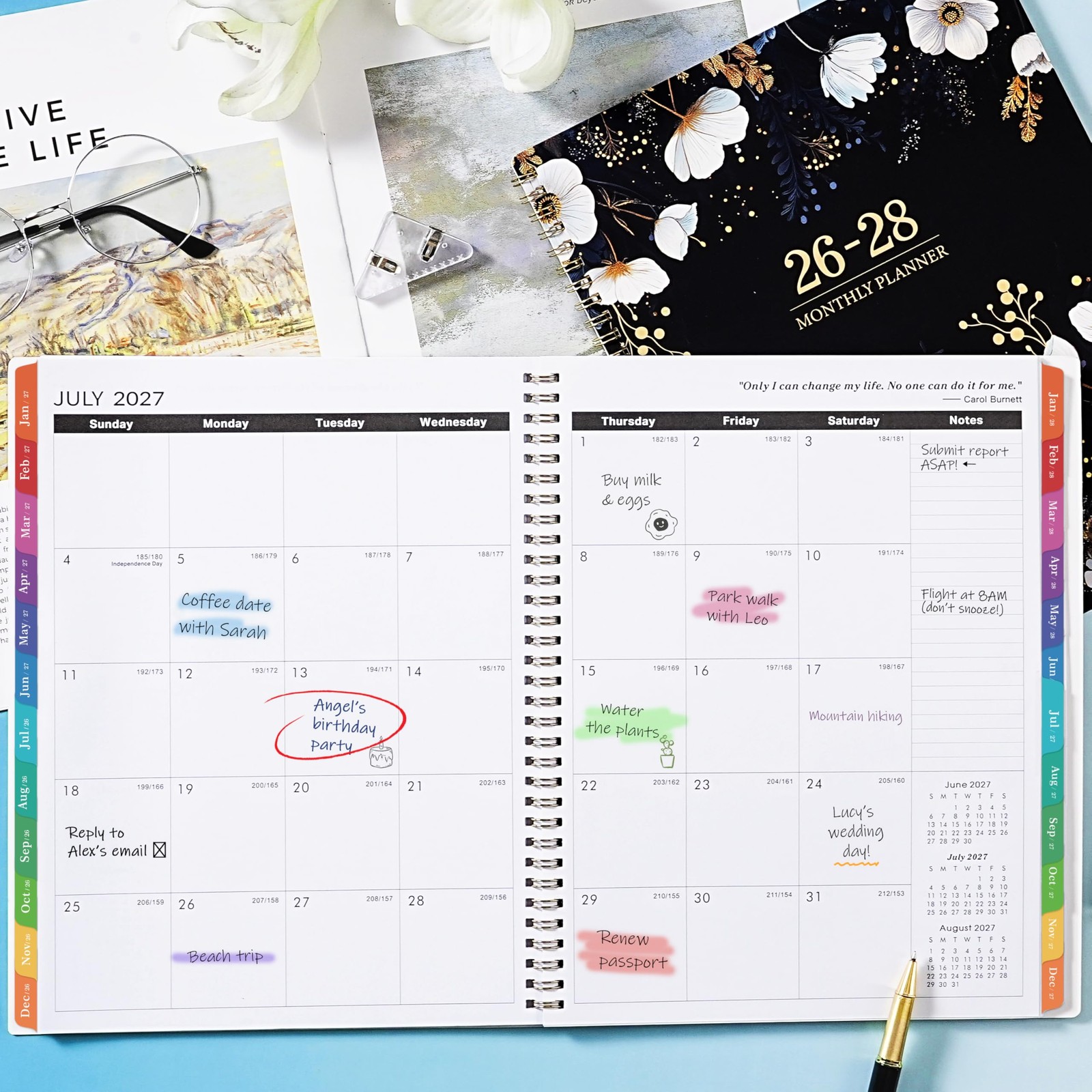 2026-2028 Monthly Planner/Calendar – January 2026 – 9” × 11”, navy blue