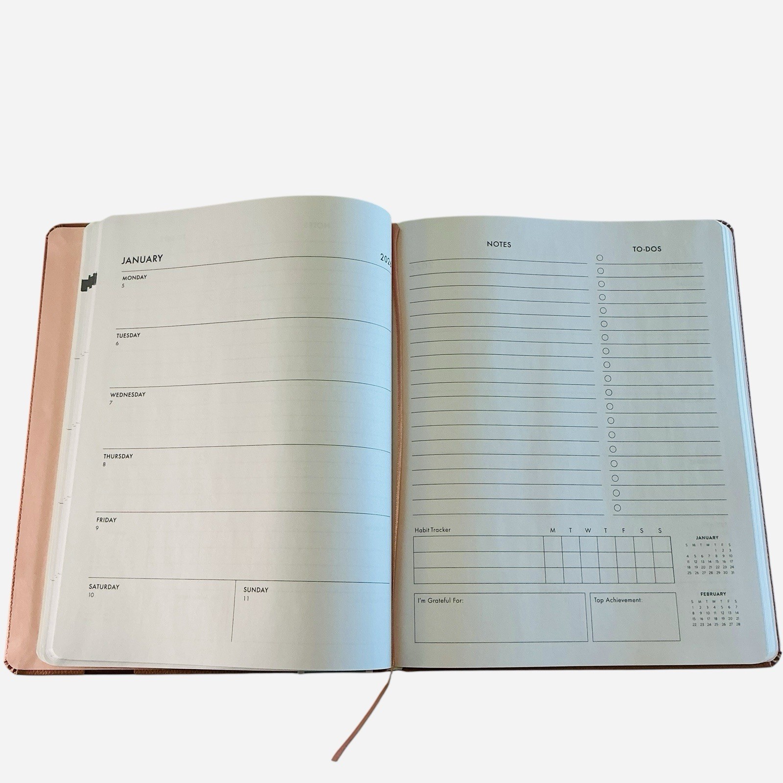 eccolo Monthly/Weekly 2026 Planner Terra Cotta Blush Pink w/marker 8″ X 10″