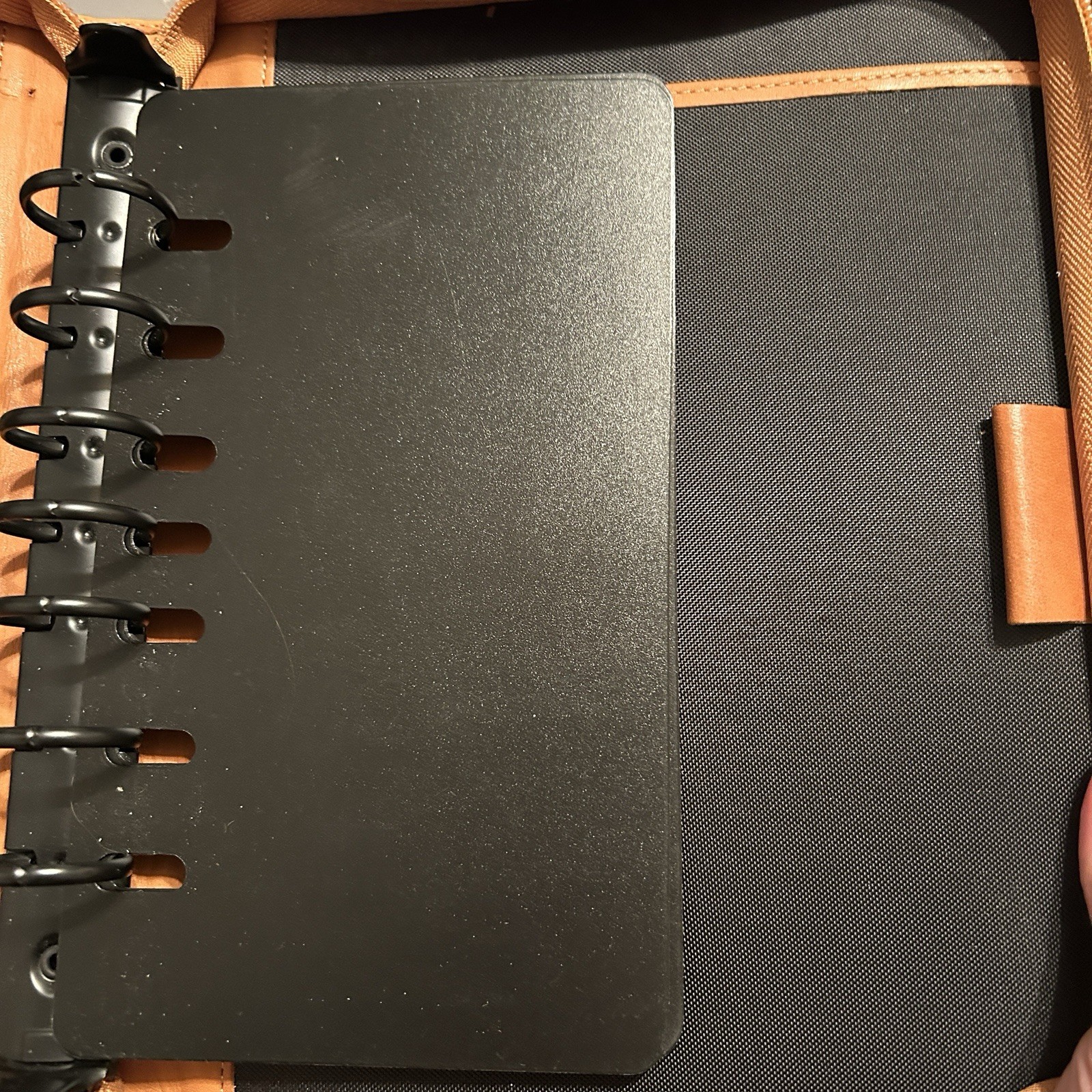 DayTimer Planner Organizer Cover Brown Leather Zip Around 7 Ring Binder 8 x 10.5