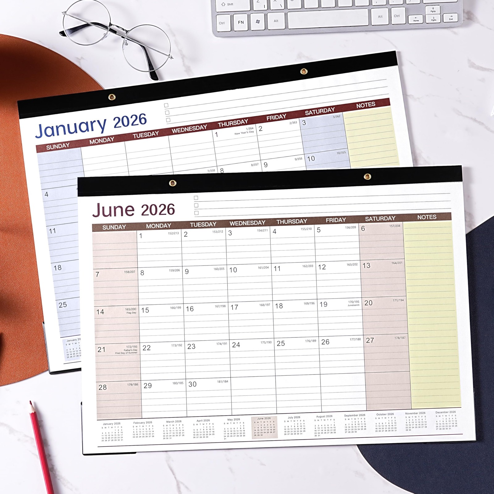 2026 Desk Calendar – 17″ x 12″, 2026, JAN 2026 – DEC yellow
