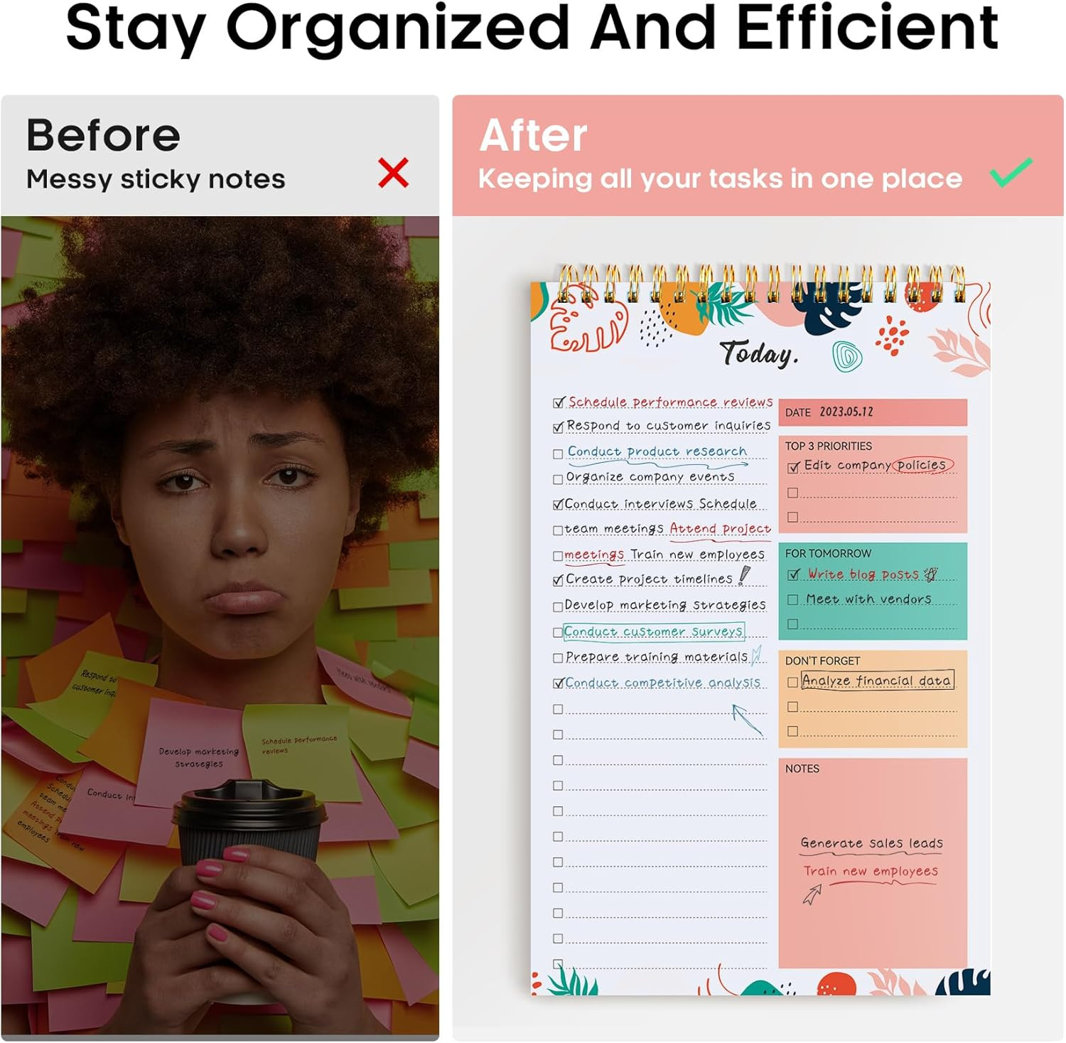 To Do List Notepad – To Do List Notebook for Work with 52 Sheets, 9.8″ x 6.5″, U